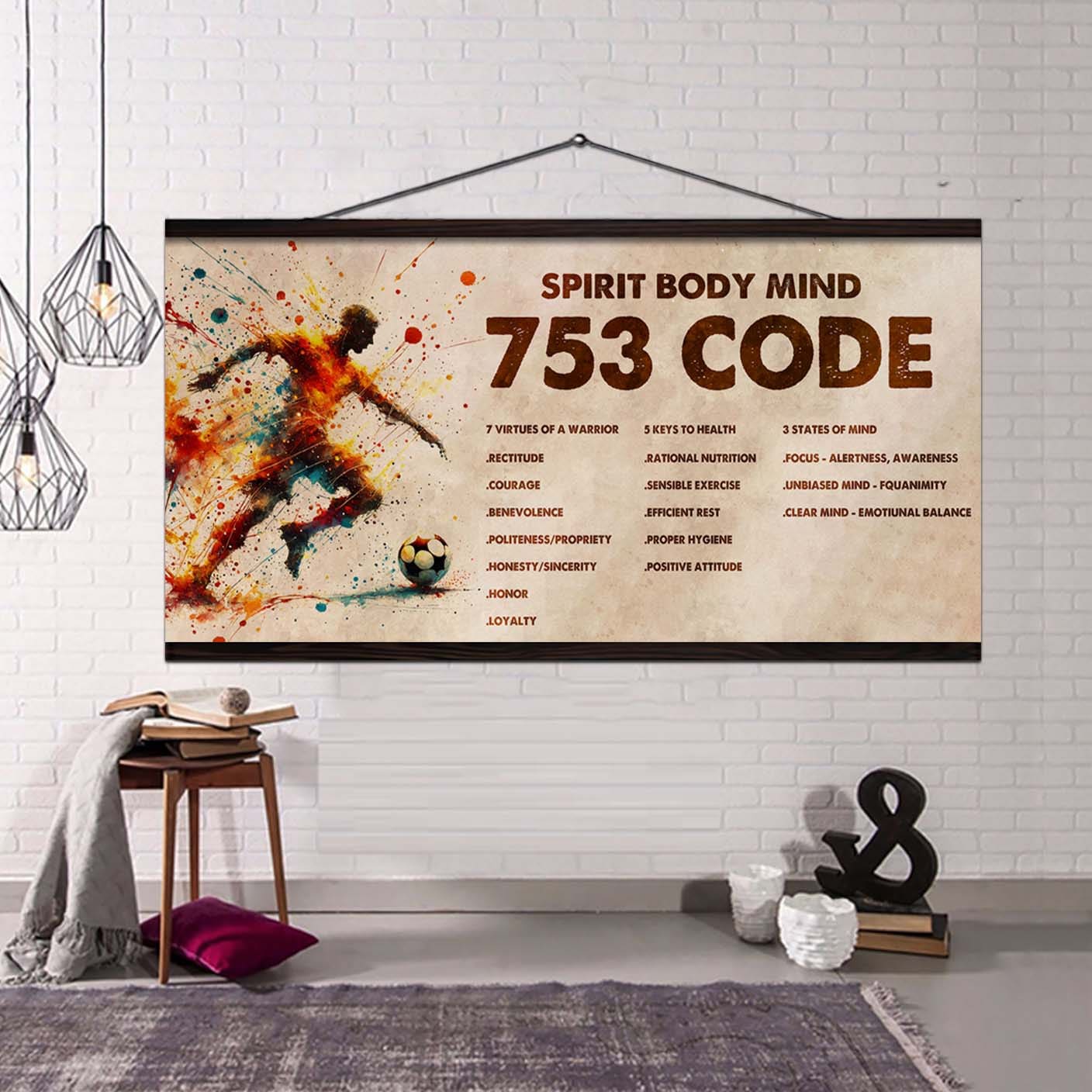 Water Color American Football Poster Canvas 7 5 3 Code Motivation Quotes