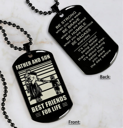 Police Personalized Double Sided Dog Tag Father And Son Best Friends For Life - Message on the back side