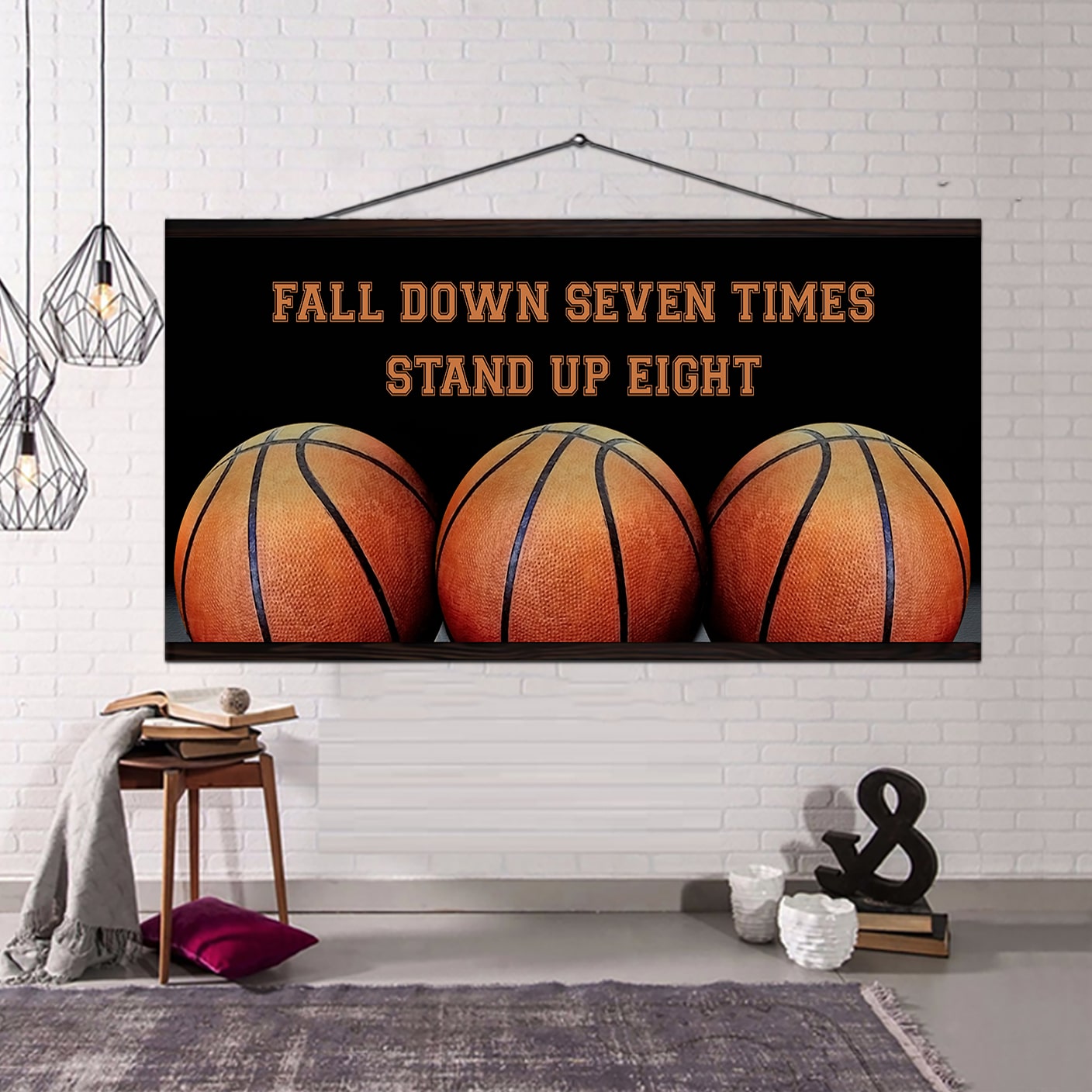 Golf poster canvas fall down seven times stand up eight