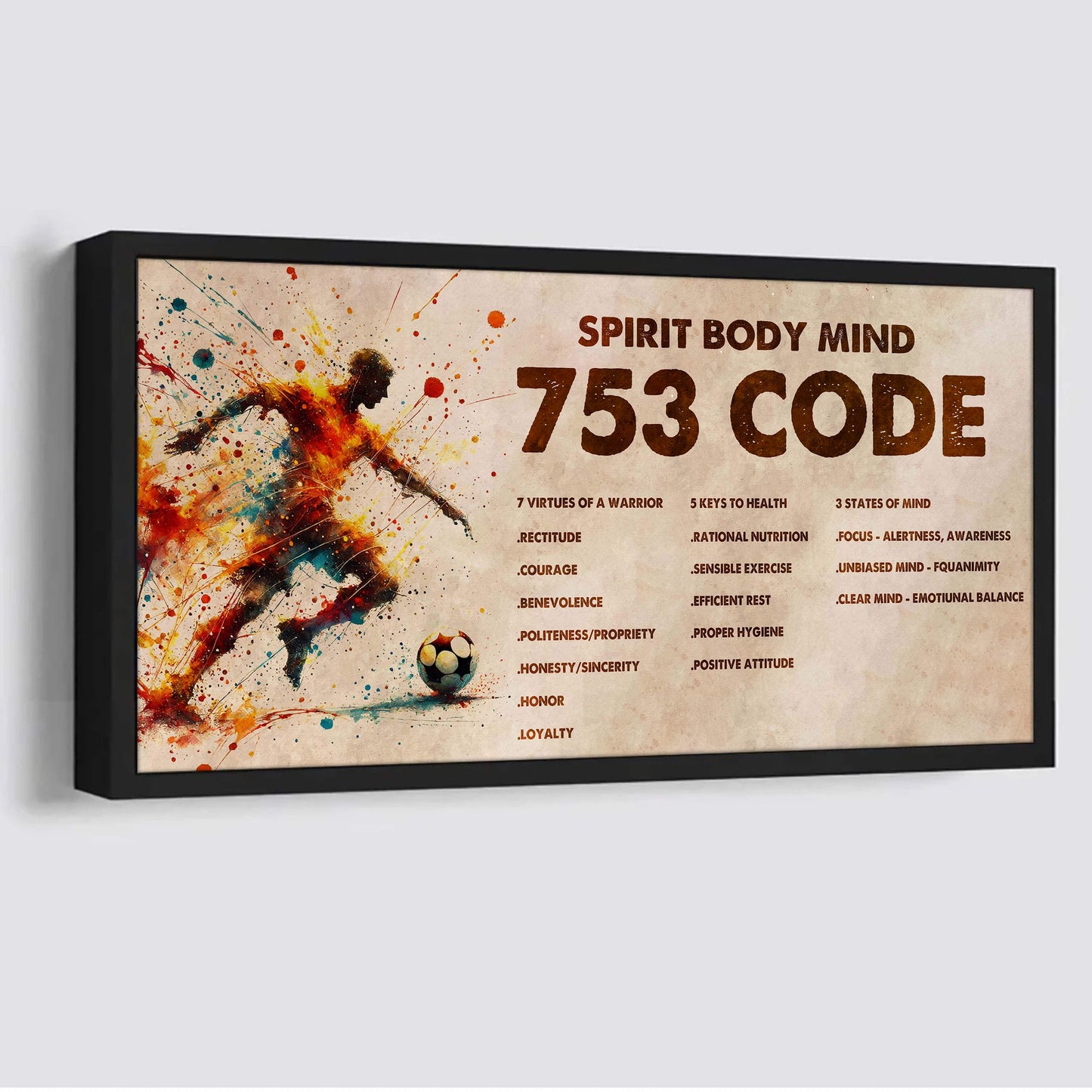 Water Color American Football Poster Canvas 7 5 3 Code Motivation Quotes
