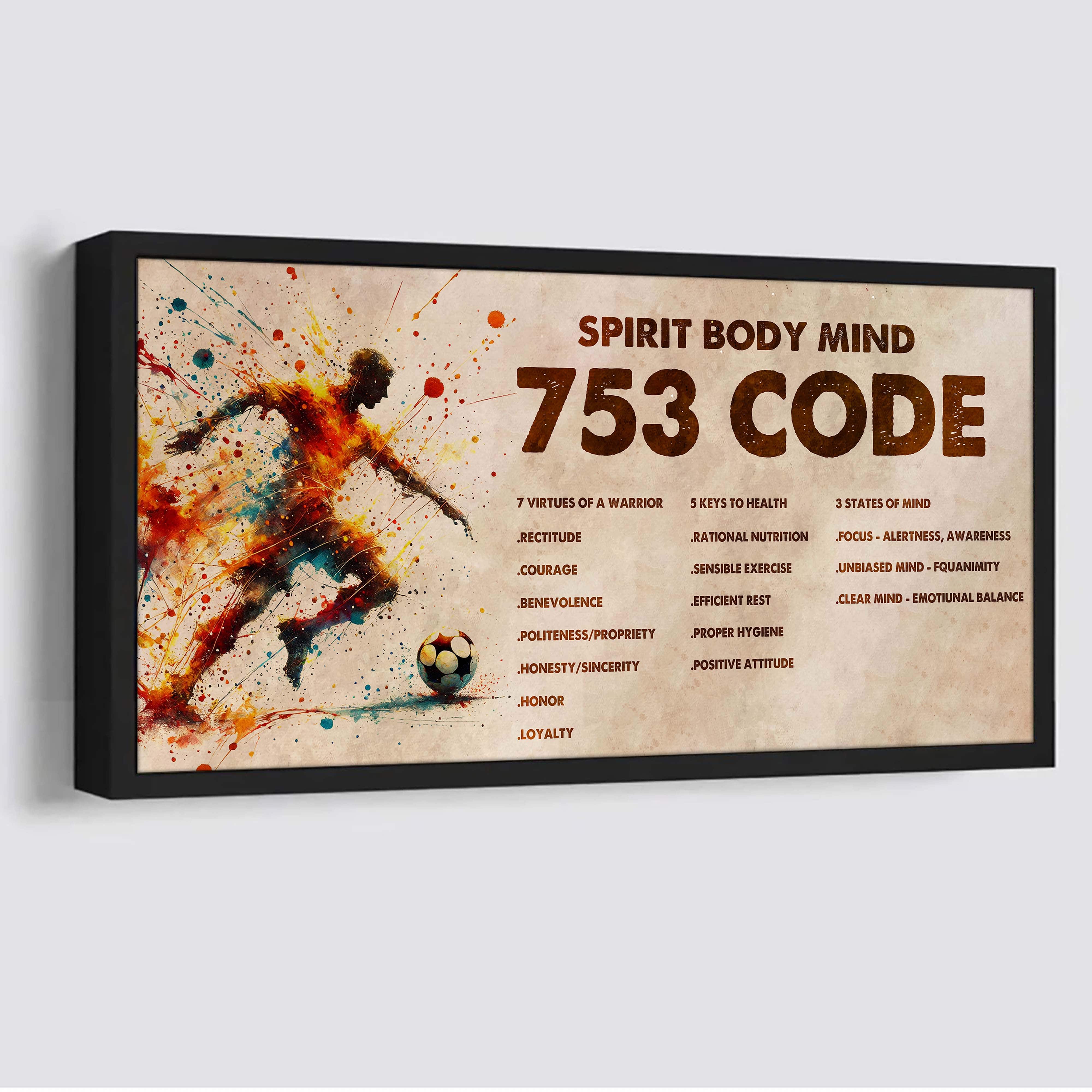 Water Color American Football Poster Canvas 7 5 3 Code Motivation Quotes