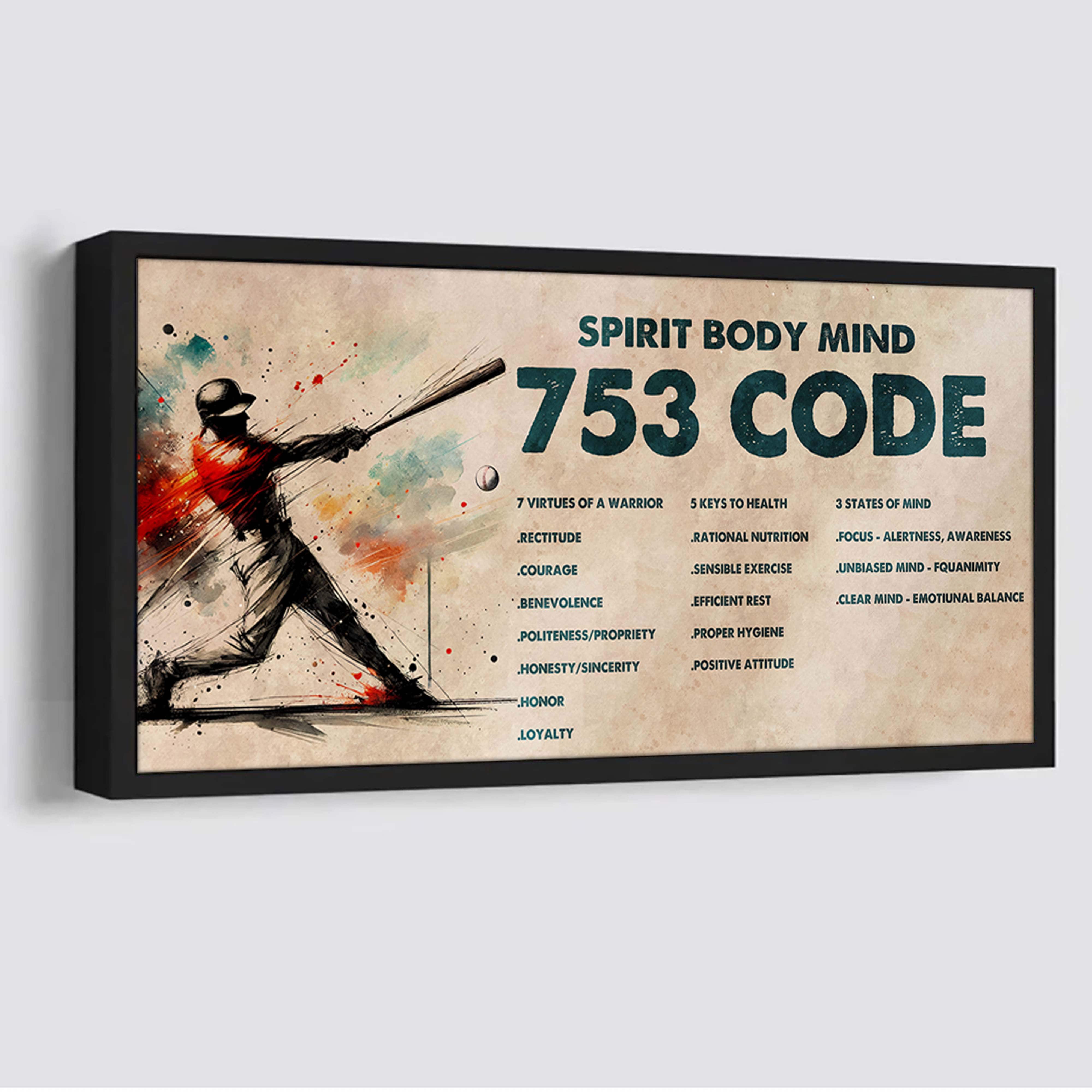 Water Color Hockey Poster Canvas 7 5 3 Code Motivation Quotes