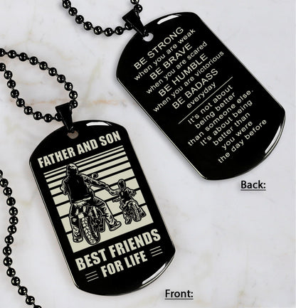 Police Personalized Double Sided Dog Tag Father And Son Best Friends For Life - Message on the back side