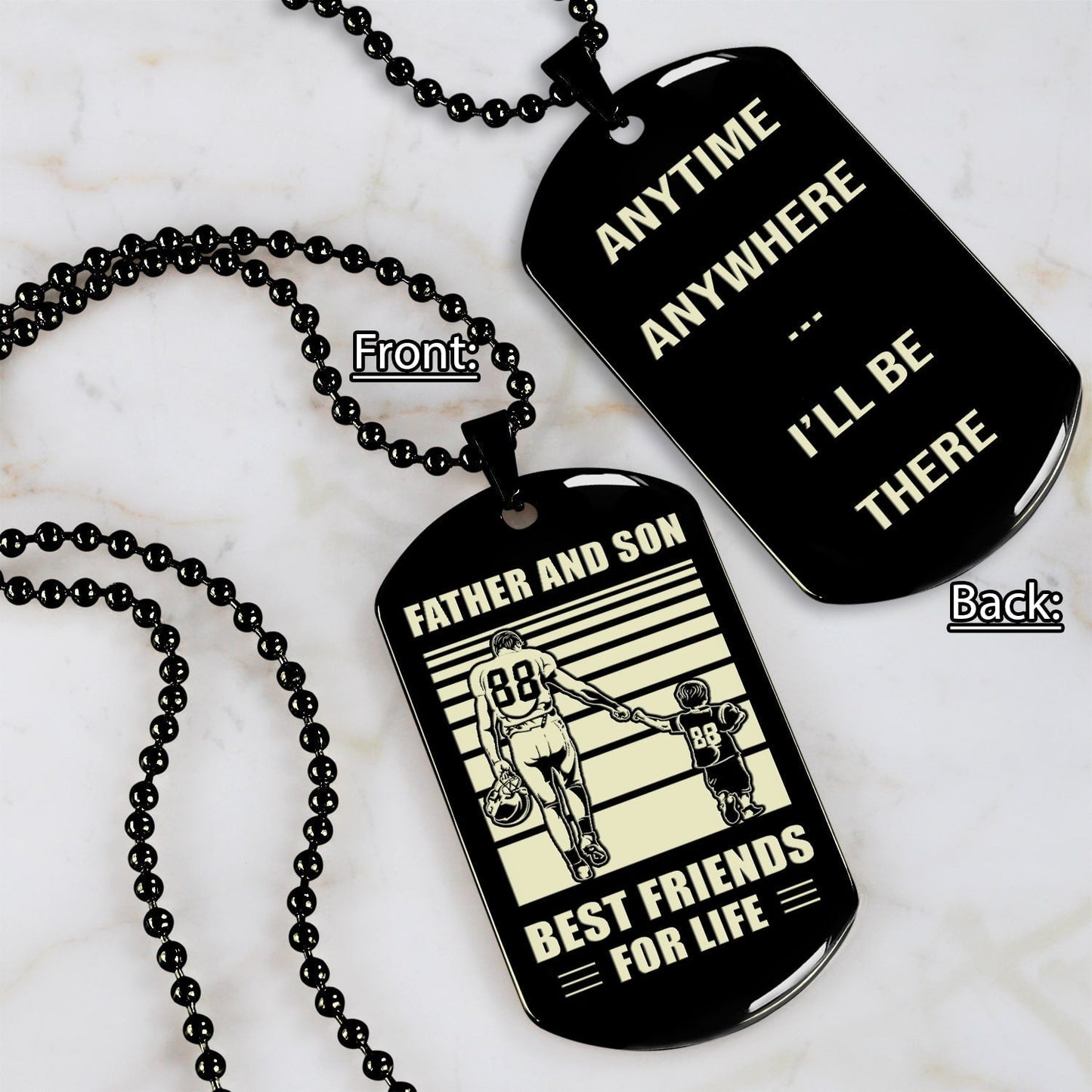 Police Personalized Double Sided Dog Tag Father And Son Best Friends For Life - Message on the back side