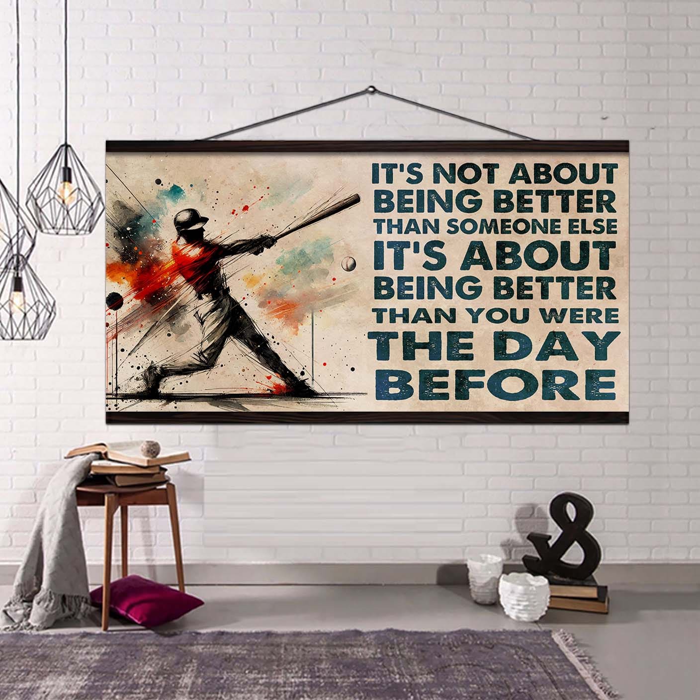 Water Color Tennis Poster Canvas It Is Not About Being Better Than Someone Else