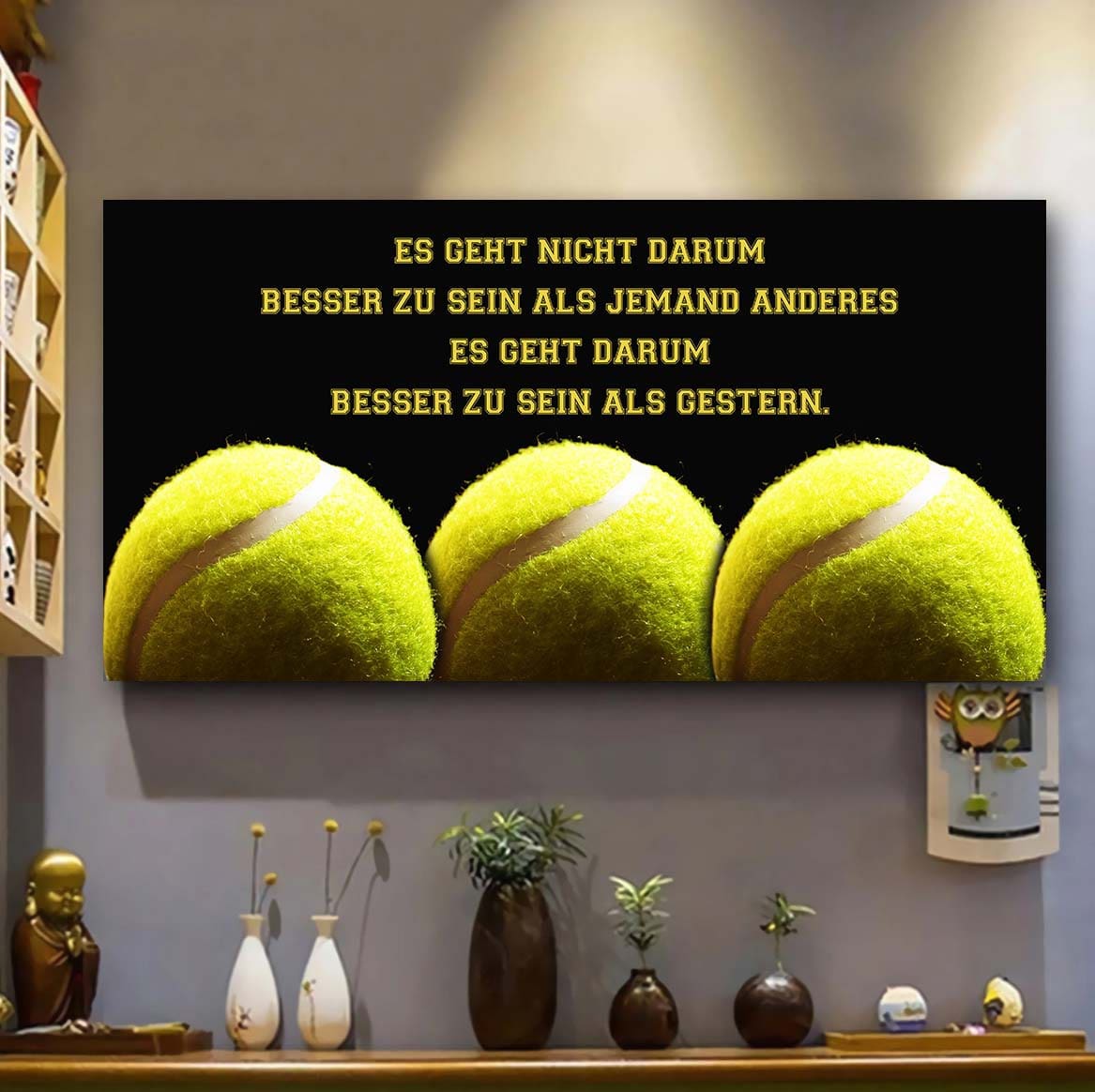 Tennis Leinwand Es geht nicht darum, besser als jemand anderes zu sein