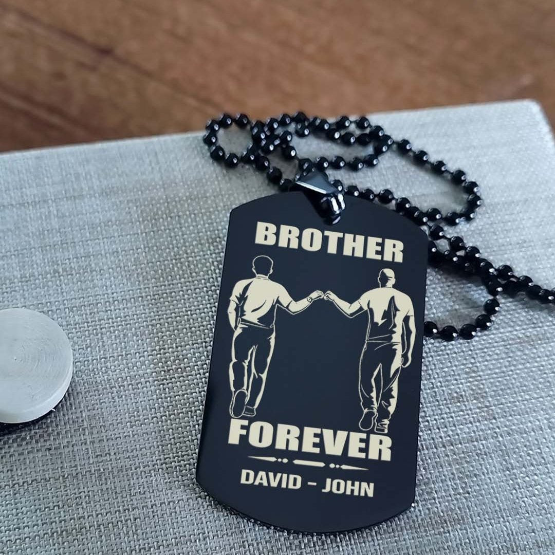 Vikings customizable engraved black dog tag double sided gift from brother, brother forever