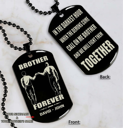 Brothers customizable engraved black dog tag double sided gift from brother, brother forever