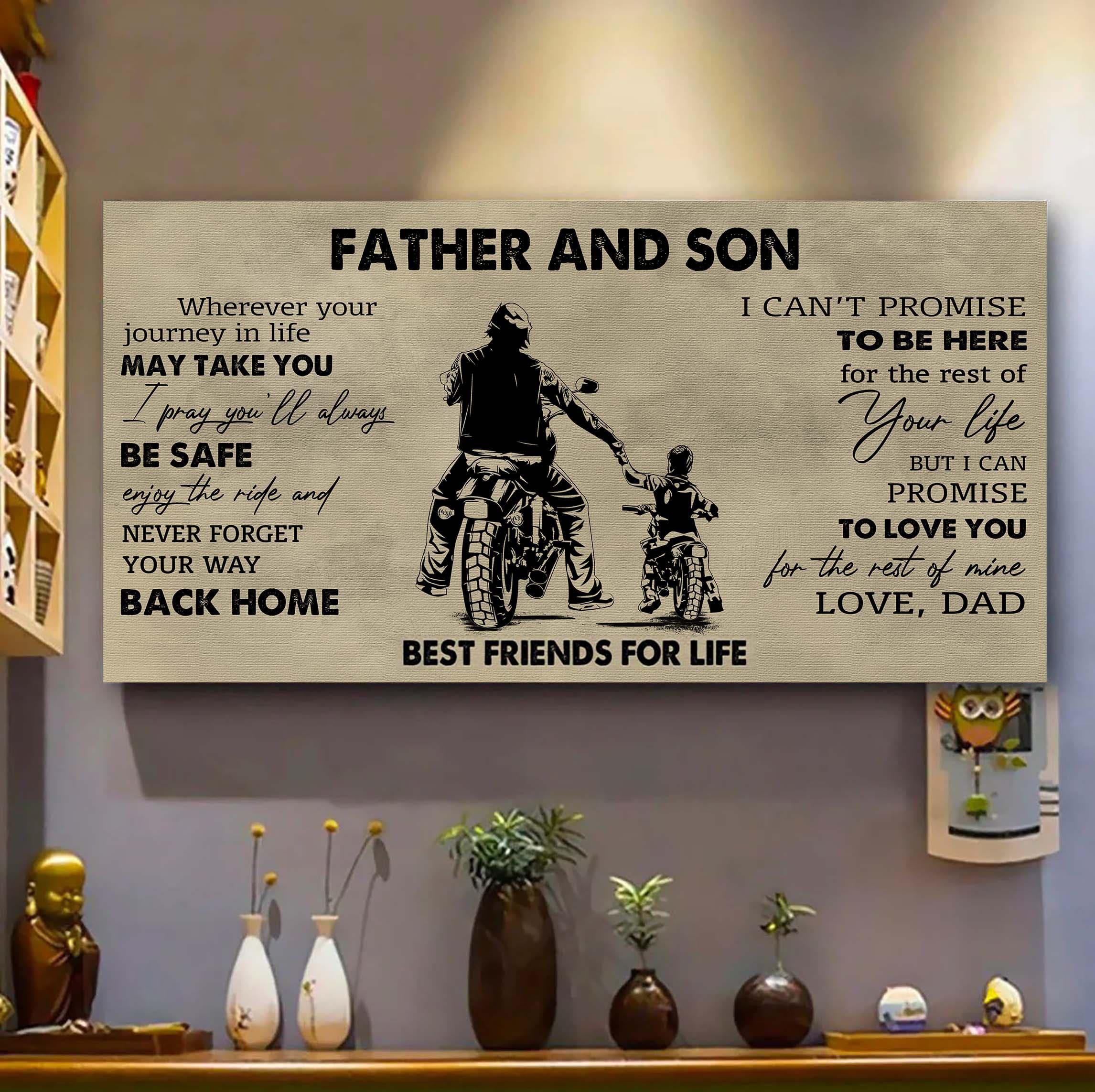 DRB Father And Son Best Friends For Life - Never Forget Your Way Back Home Poster Canvas Gift For Son From Father-Photo Upload