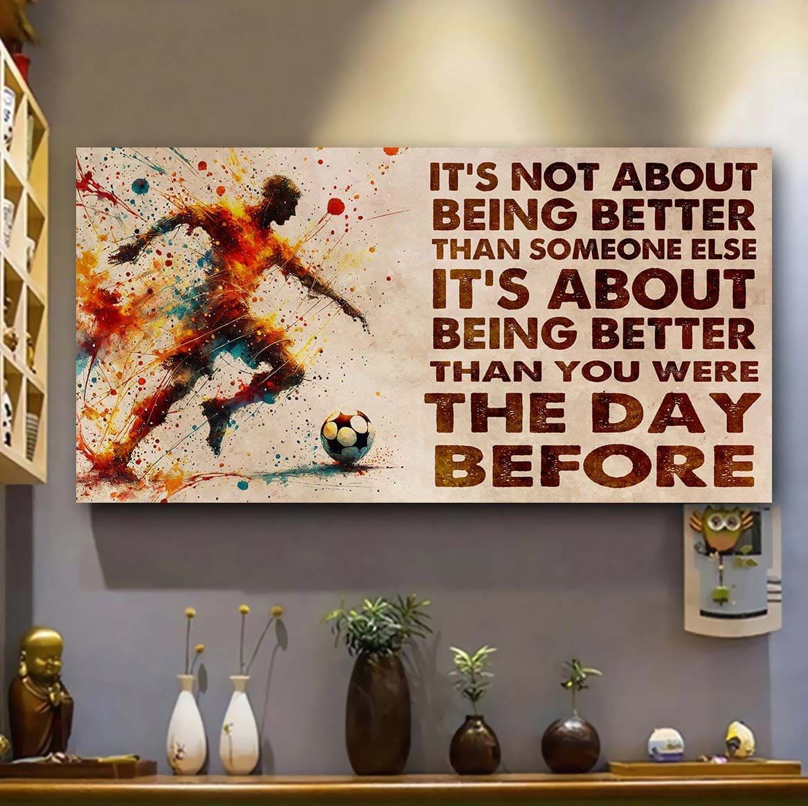 Water Color Basketball Poster Canvas It Is Not About Being Better Than Someone Else