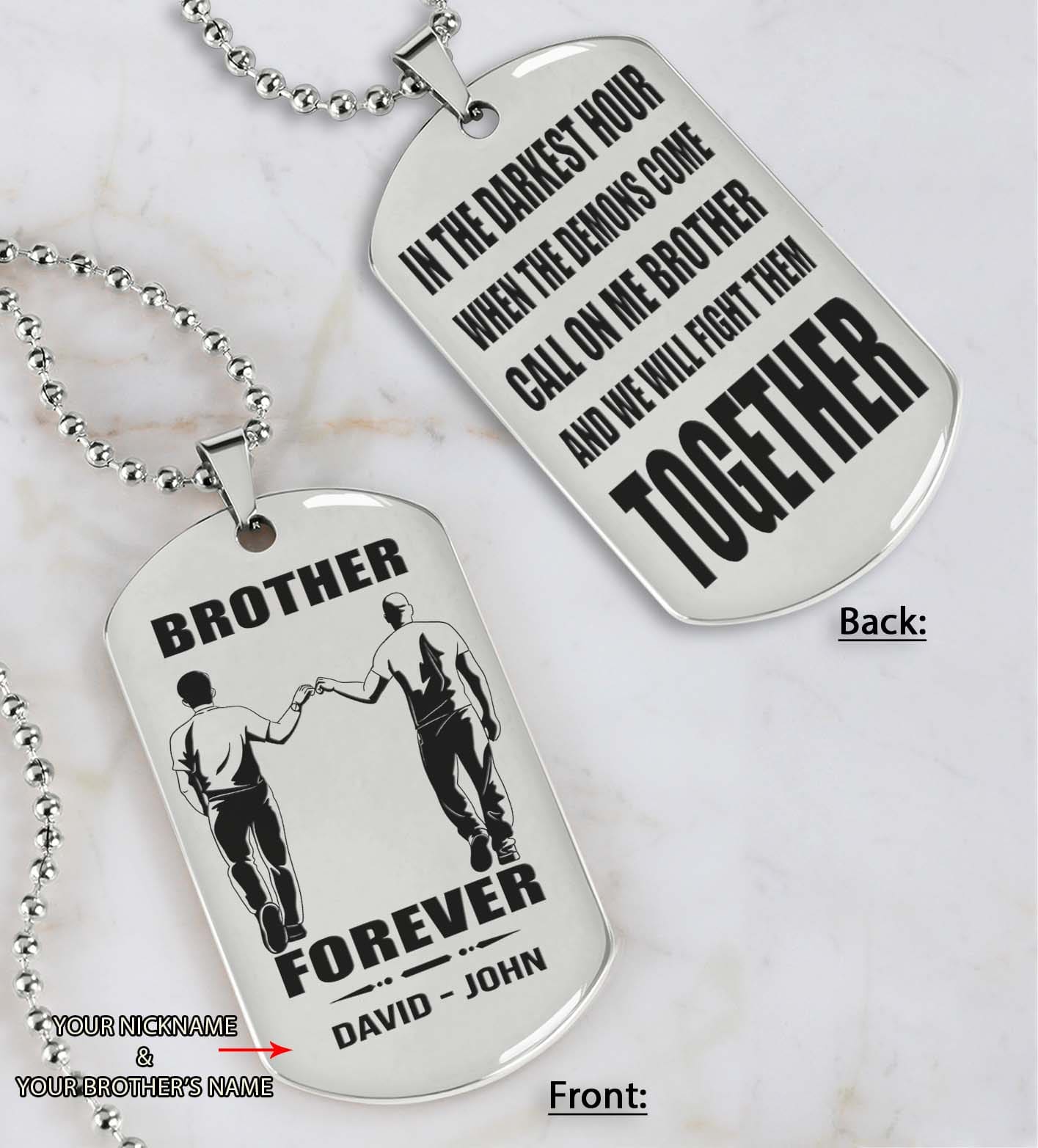 Ver3 Vikings customizable engraved black dog tag double sided gift from brother, brother forever