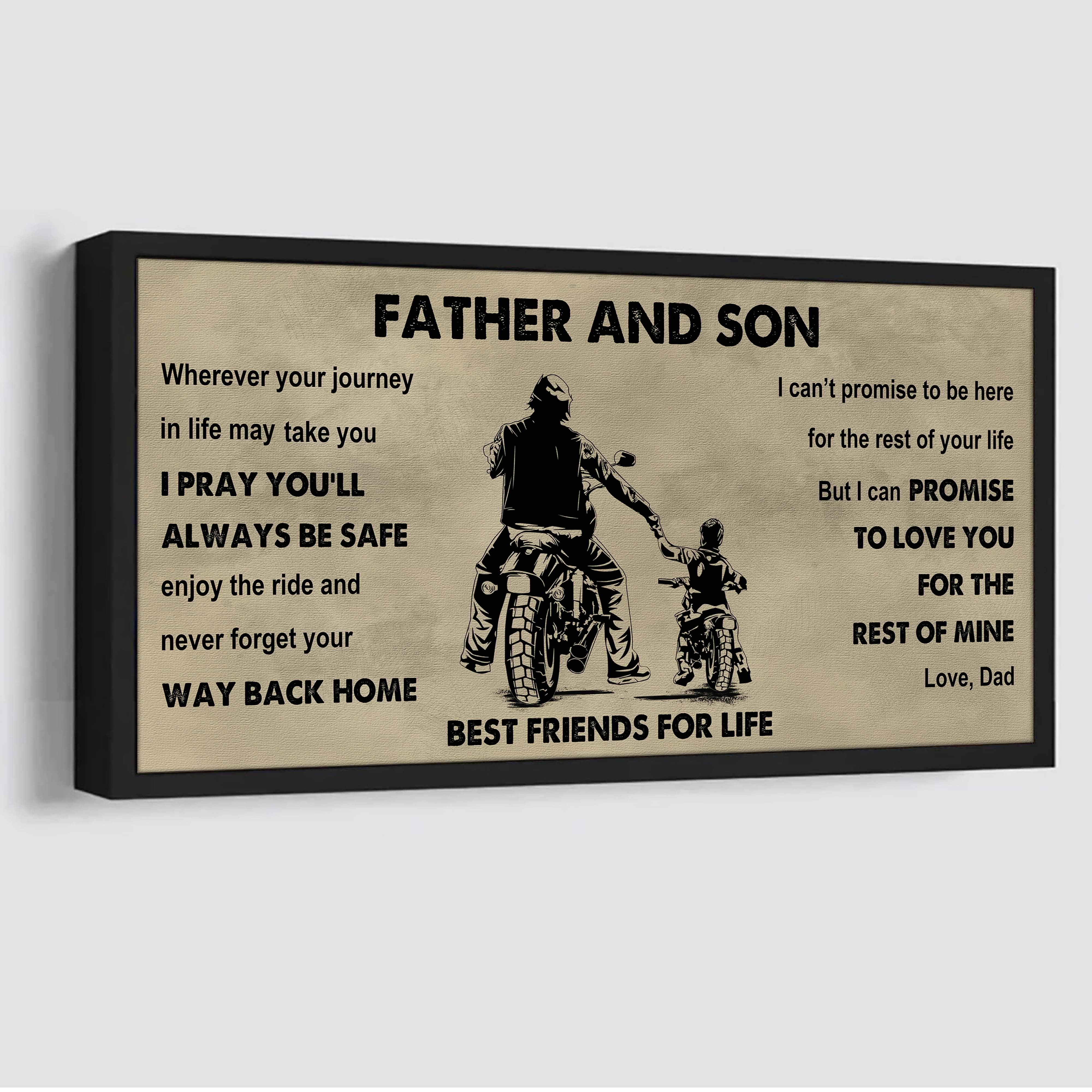 Biker Father And Son Best Friends For Life - Ver 2 Never Forget Your Way Back Home Poster Canvas Gift For Son From Father