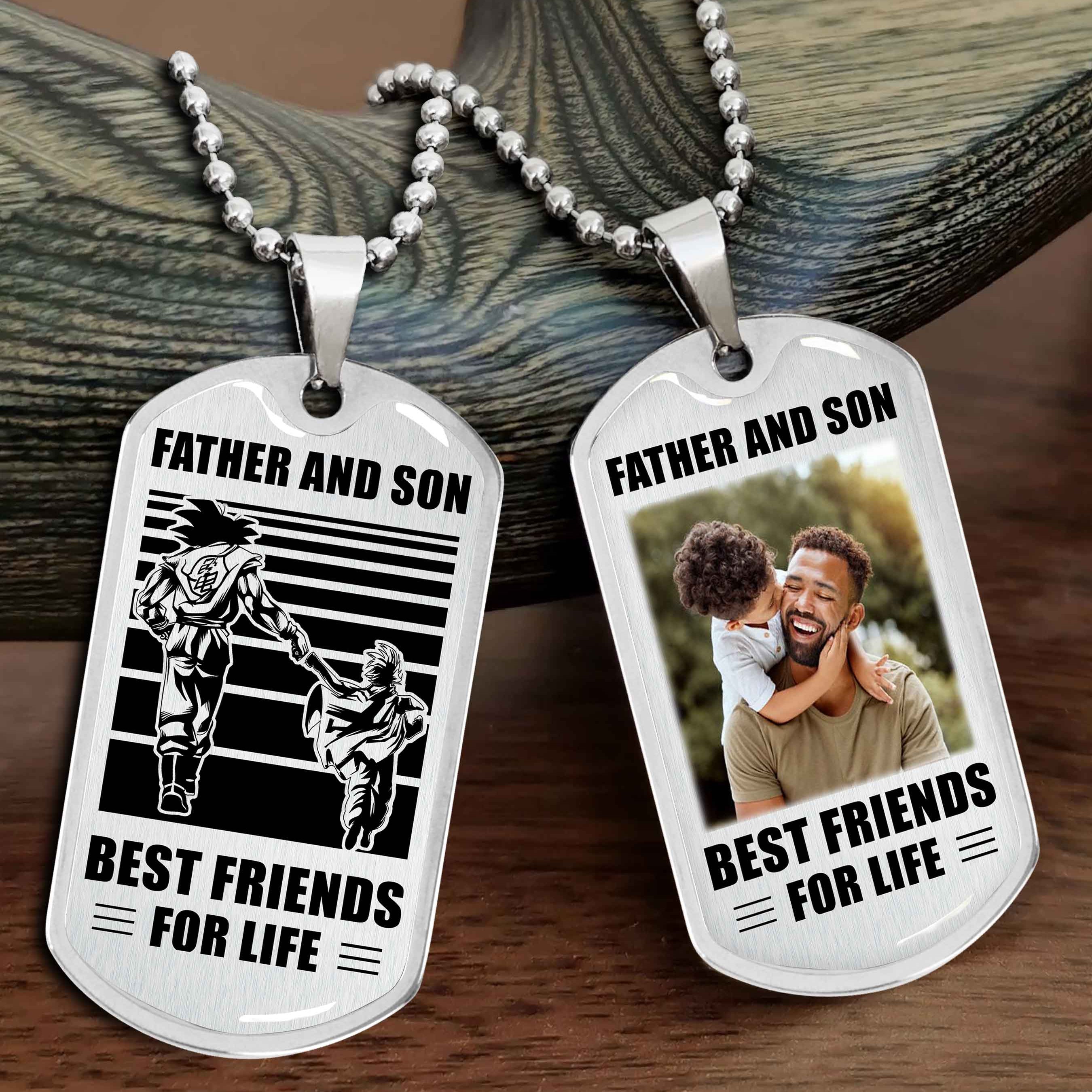 GK_GHL Military Chain Silver Plated 18K Gold Plated Father And Son Best Friend For Life Gift For Your Son