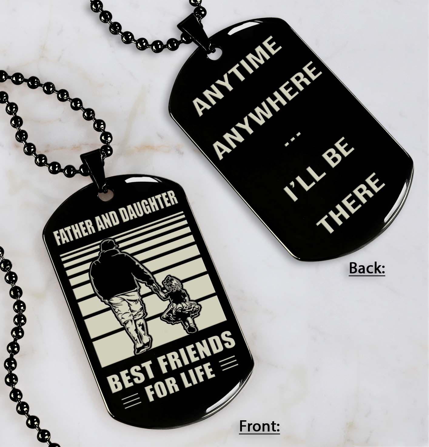 Police Personalized Double Sided Dog Tag Father And Son Best Friends For Life - Message on the back side