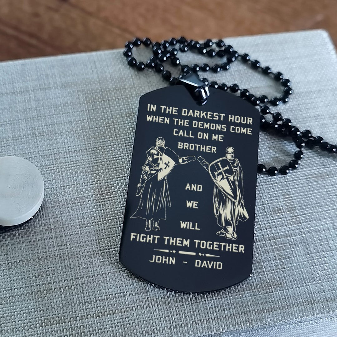 Ver3 Vikings customizable engraved black dog tag double sided gift from brother, brother forever