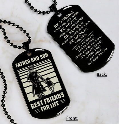Police Personalized Double Sided Dog Tag Father And Son Best Friends For Life - Message on the back side