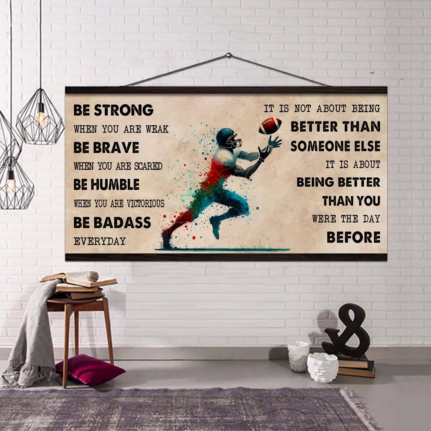 Water Color Basketball Poster Canvas It Is Not About Being Better Than Someone Else - Be Strong When You Are Weak Be Badass Everyday