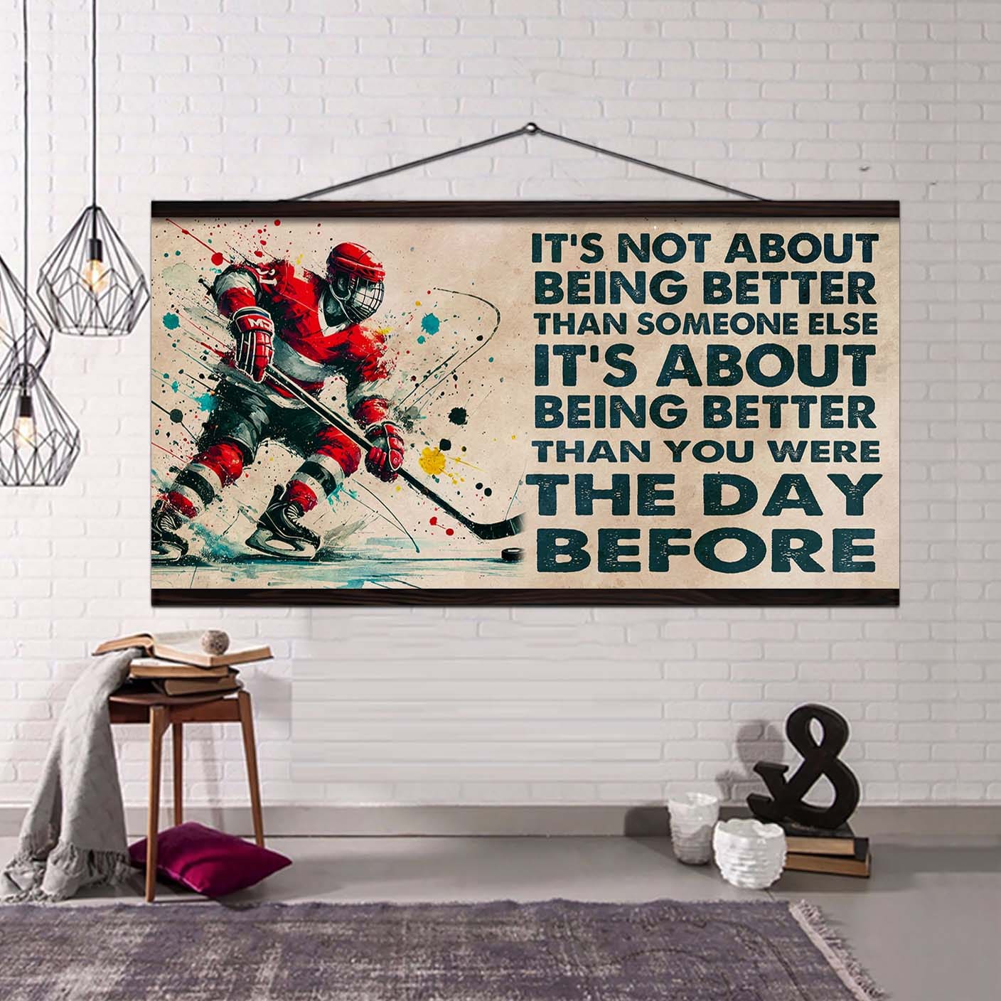 Water Color Soccer Poster Canvas It Is Not About Being Better Than Someone Else