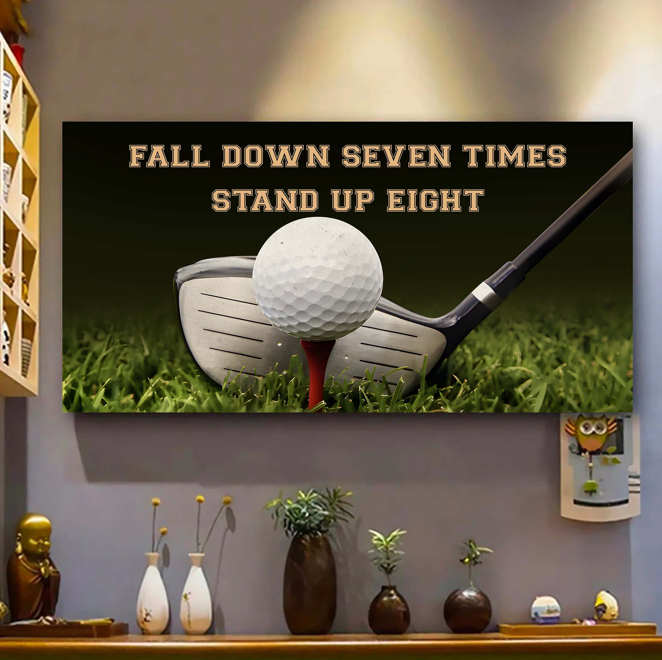 Baseball poster canvas fall down seven times stand up eight