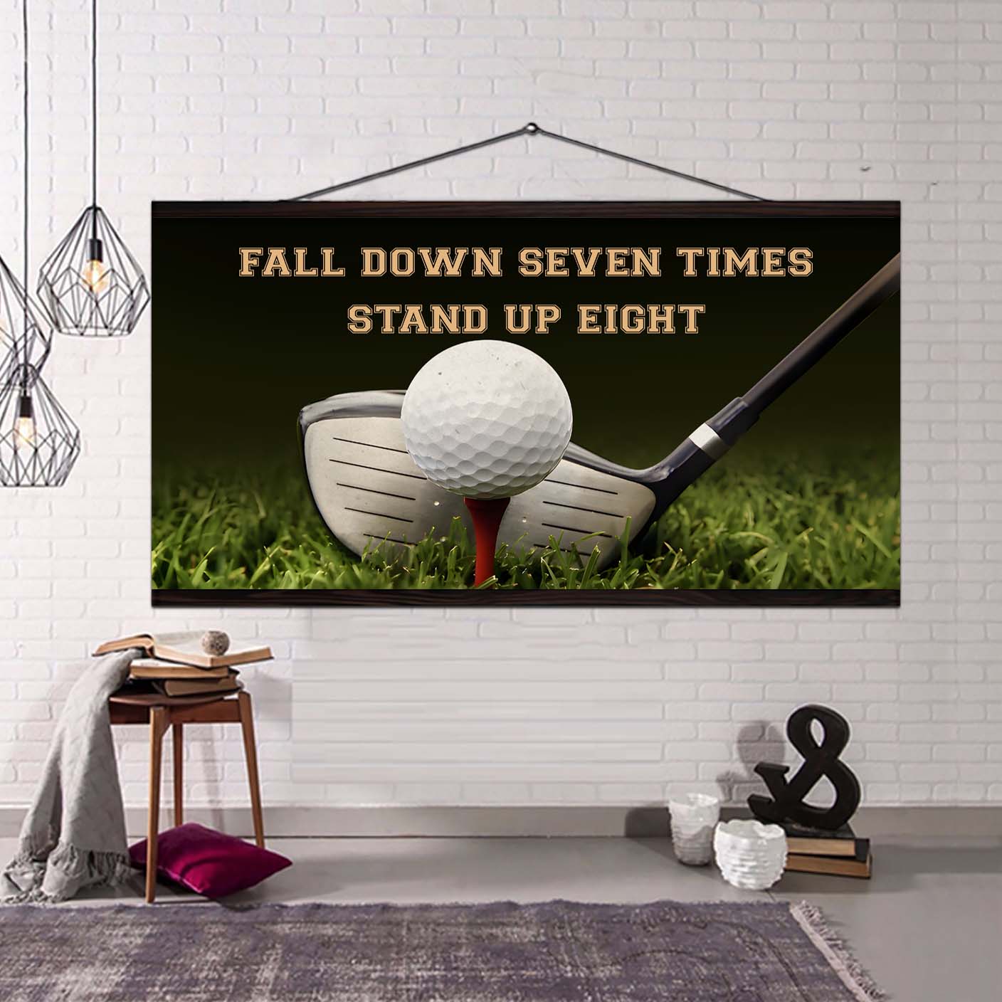 Baseball poster canvas fall down seven times stand up eight