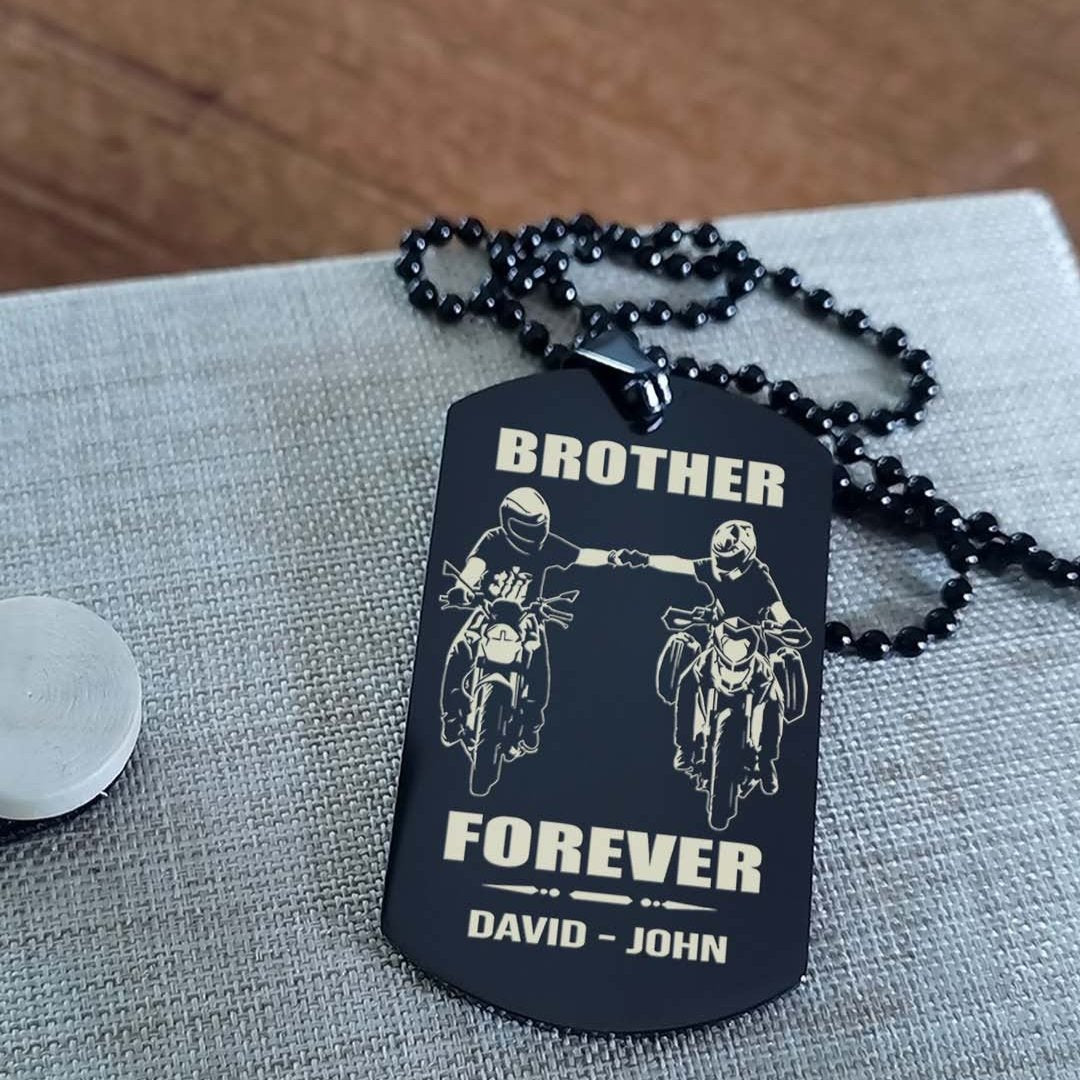 Biker customizable engraved black dog tag double sided gift from brother, brother forever