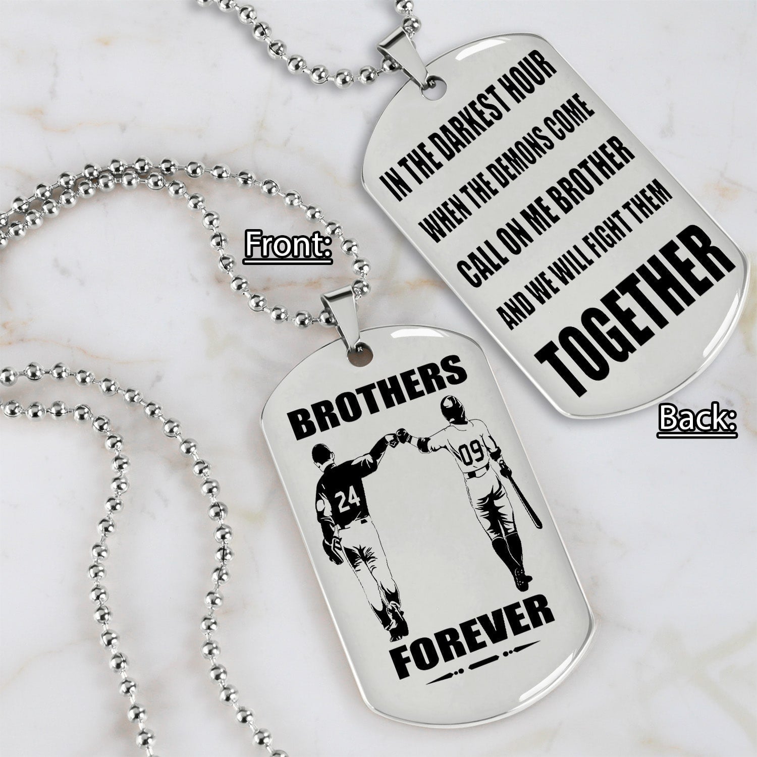 Vikings customizable engraved black dog tag double sided gift from brother, brother forever