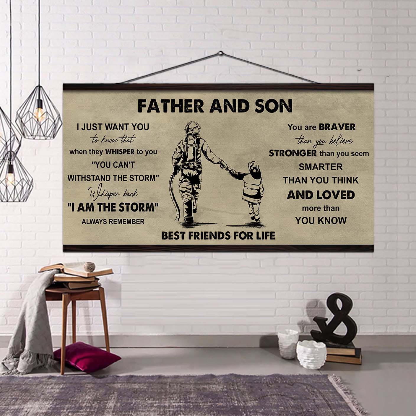 DRB Father And Son Best Friends For Life - I Am The Storm Poster Canvas Gift For Son From Father-Photo Upload