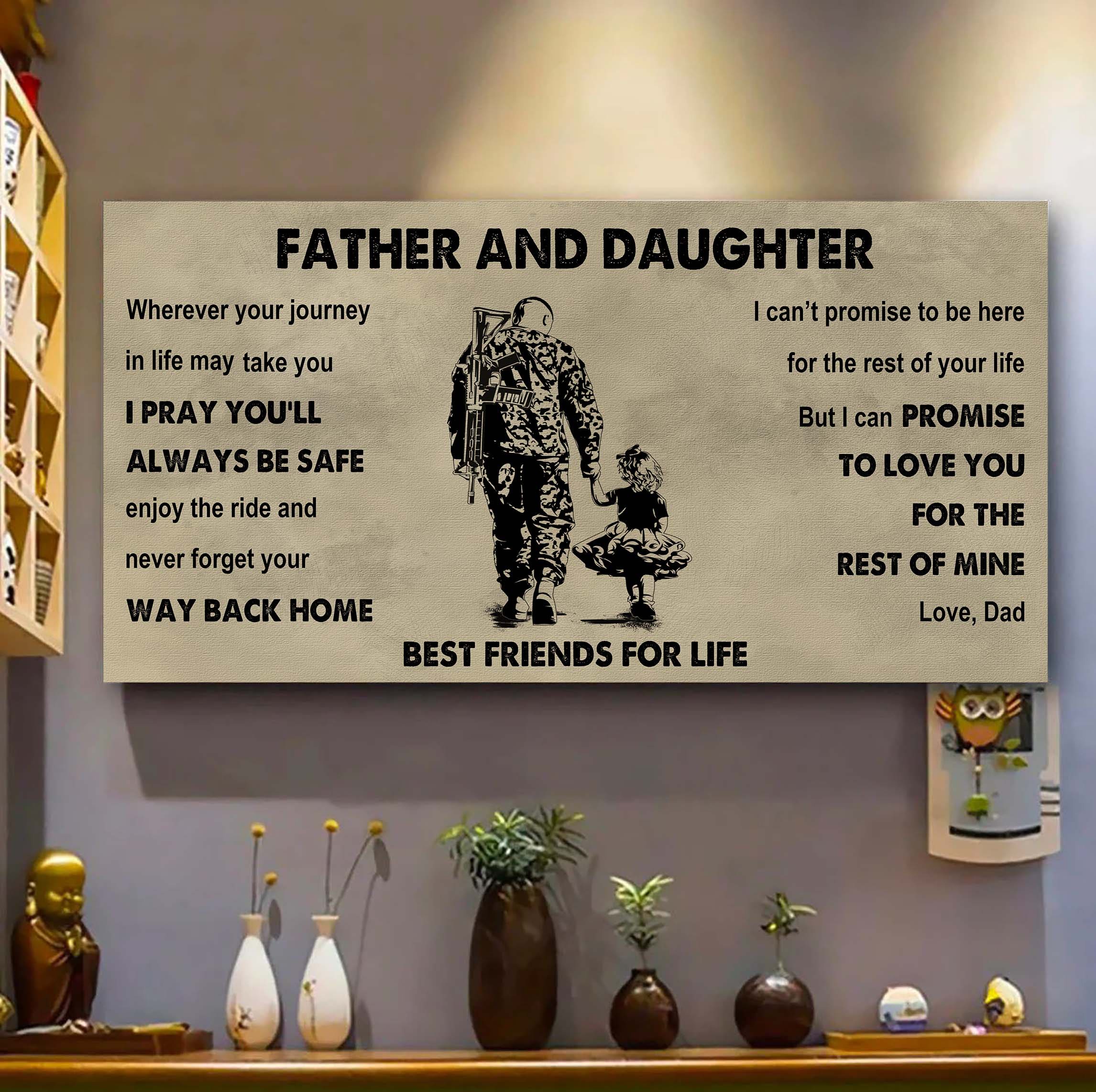 Biker Father And Daughter Best Friends For Life - Ver 2 Never Forget Your Way Back Home Poster Canvas Gift For Daughter From Father