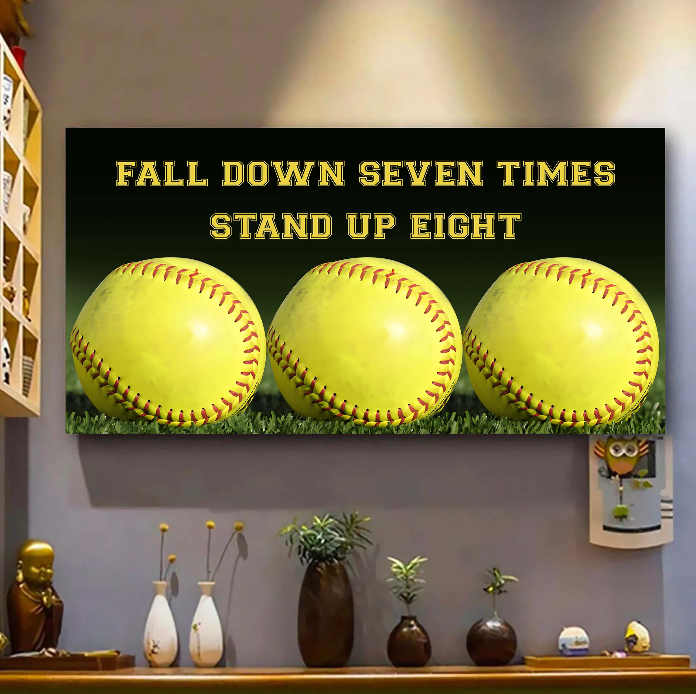 Tennis poster canvas fall down seven times stand up eight