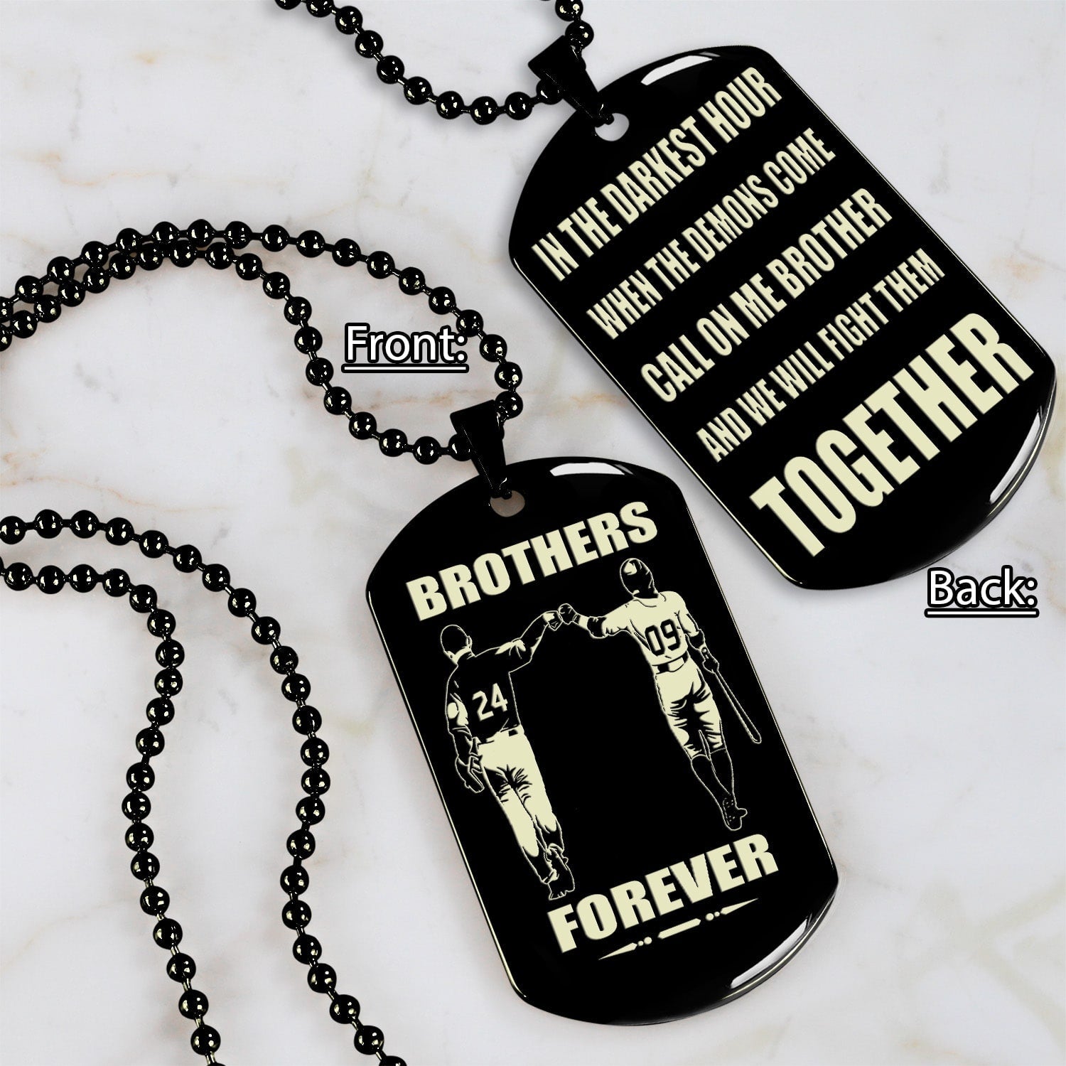 Biker customizable engraved black dog tag double sided gift from brother, brother forever