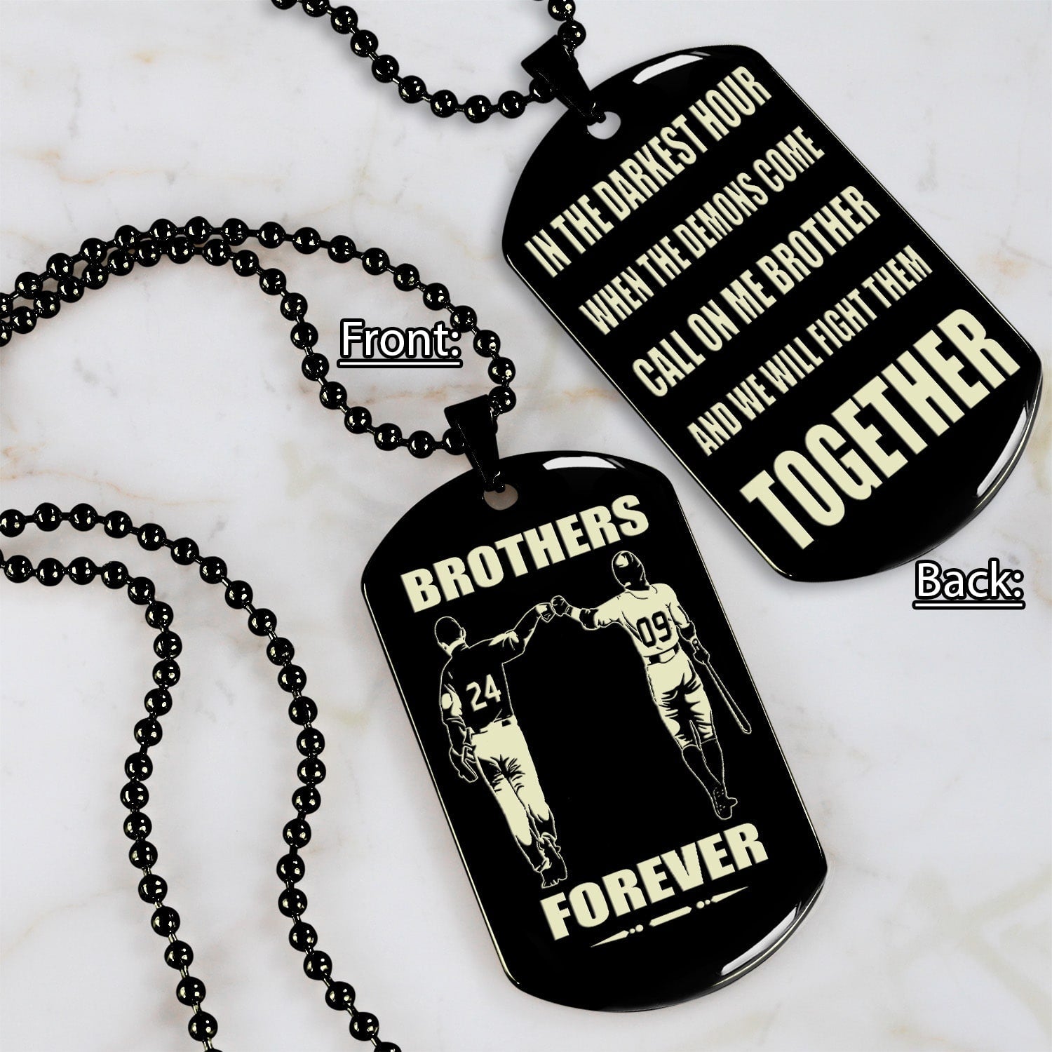 Brothers customizable engraved black dog tag double sided gift from brother, brother forever
