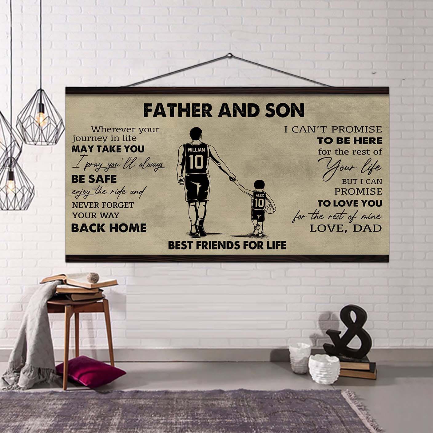 Family Father And Son Best Friends For Life - Never Forget Your Way Back Home Poster Canvas Gift For Son From Father