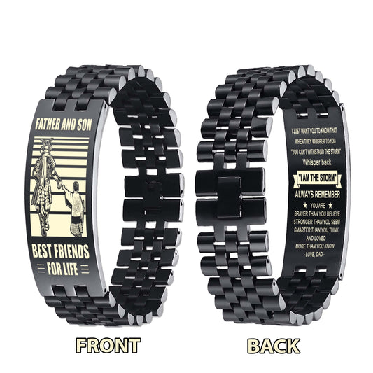 Samurai STO Personalized Double Sided Bracelet Father And Son Best Friends For Life - Message on the back side