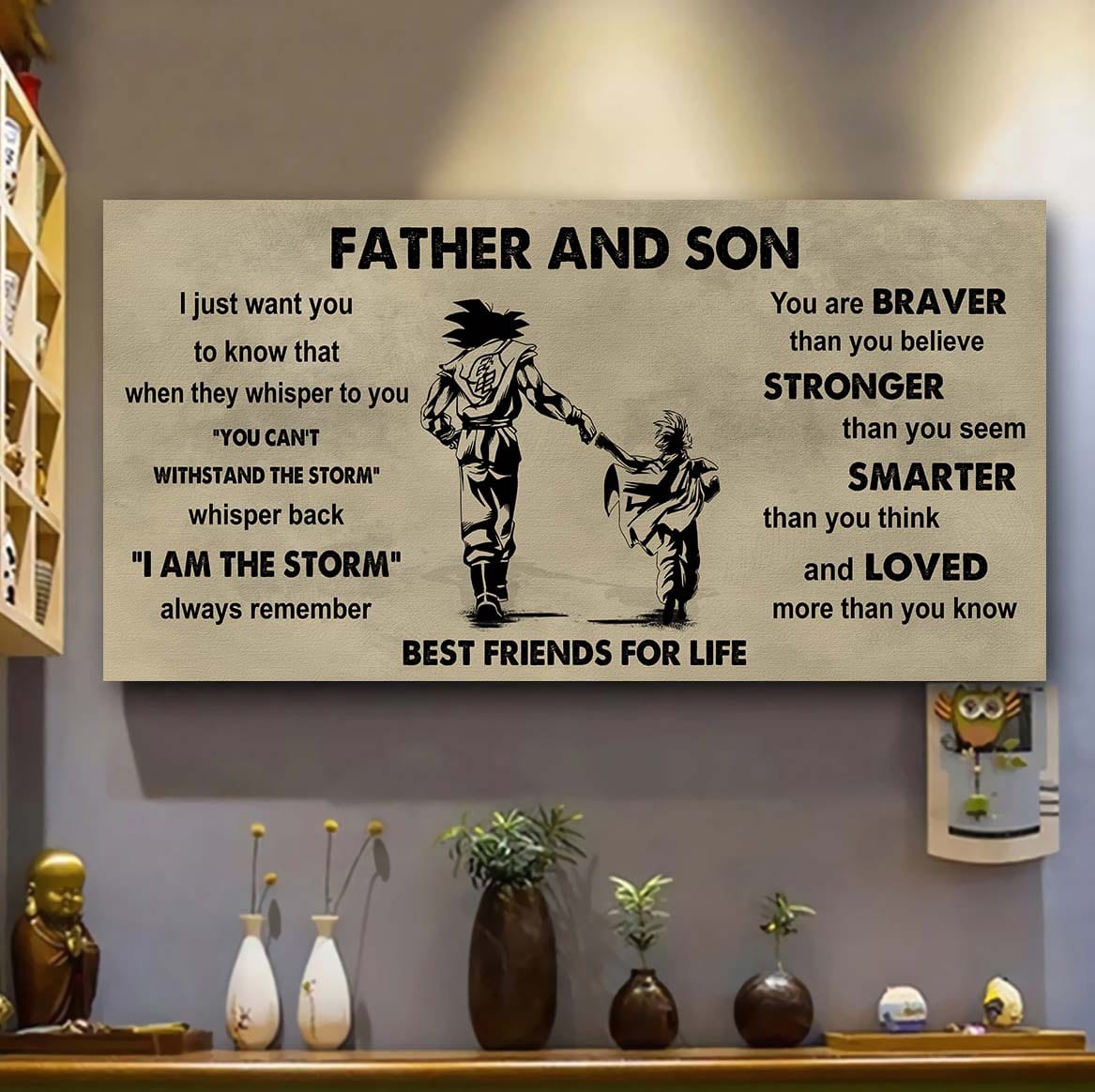 Ver 2 Family Father And Son Best Friends For Life - Be Strong When You Are Weak Poster Canvas Gift For Son From Father-Photo Upload