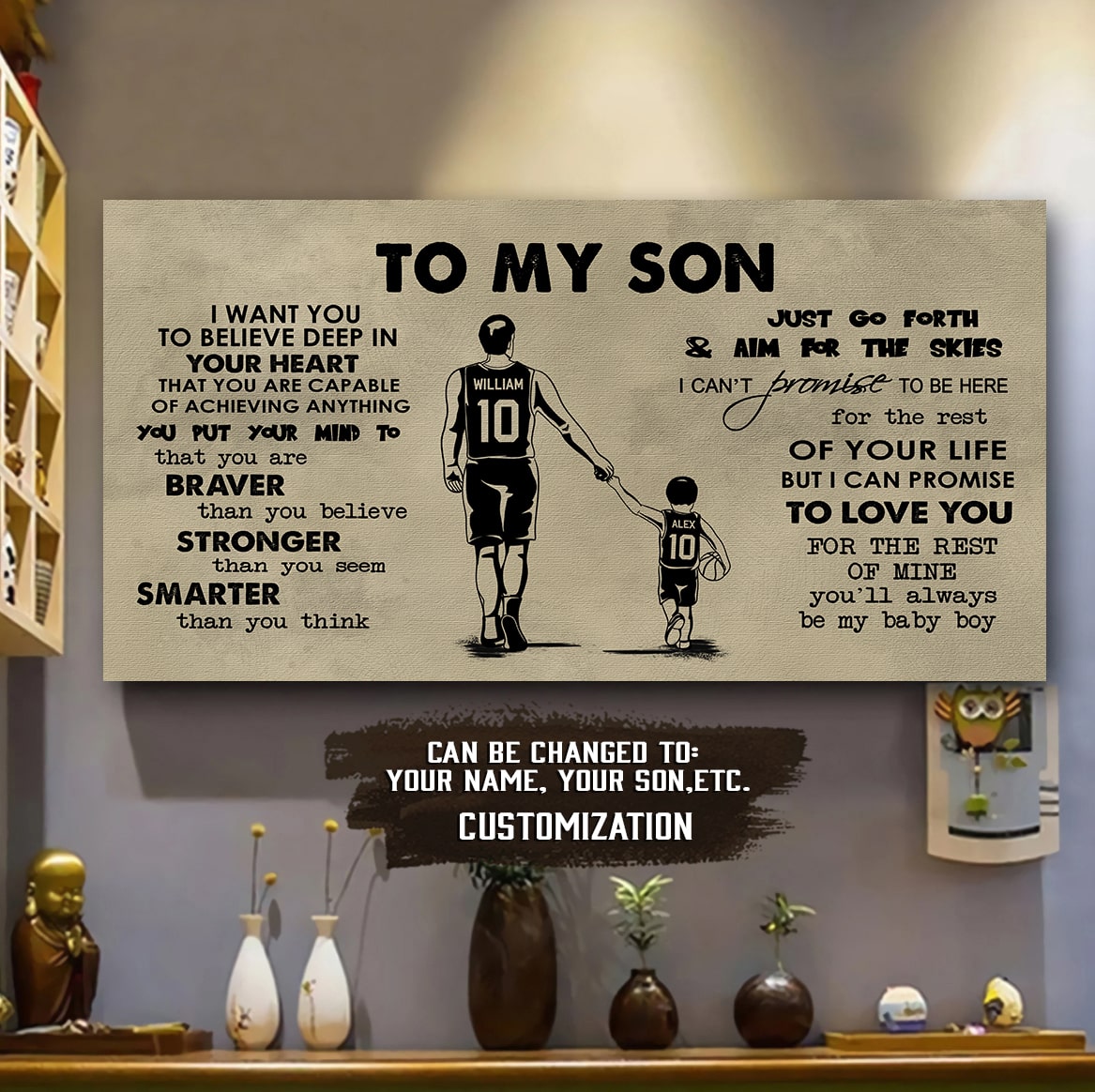 BASKETBALL TO MY SON- I WANT YOU TO BELIEVE- CANVAS POSTER