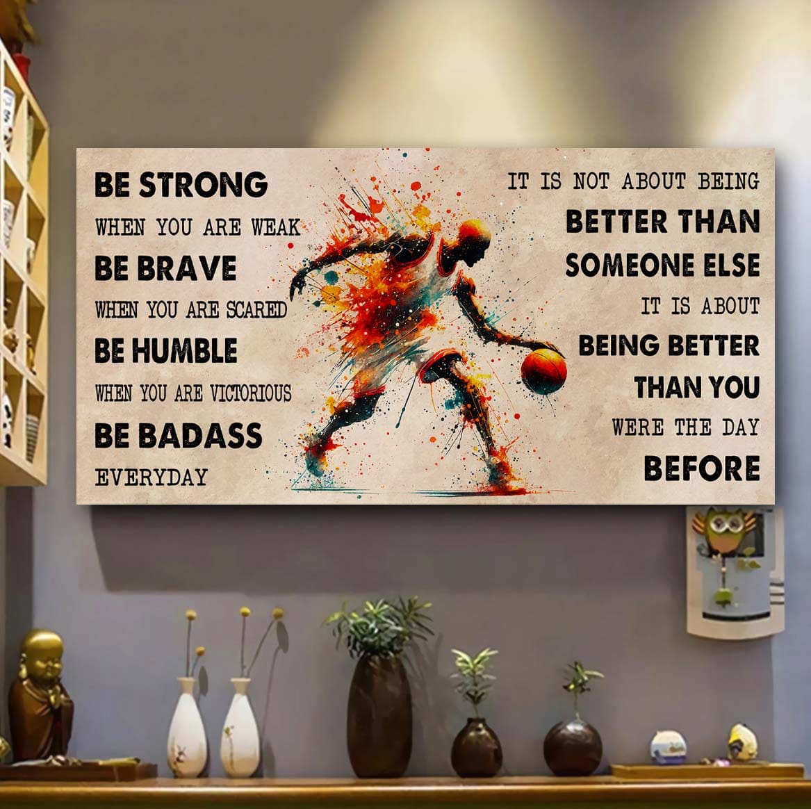 Water Color Baseball Poster Canvas It Is Not About Being Better Than Someone Else - Be Strong When You Are Weak Be Badass Everyday