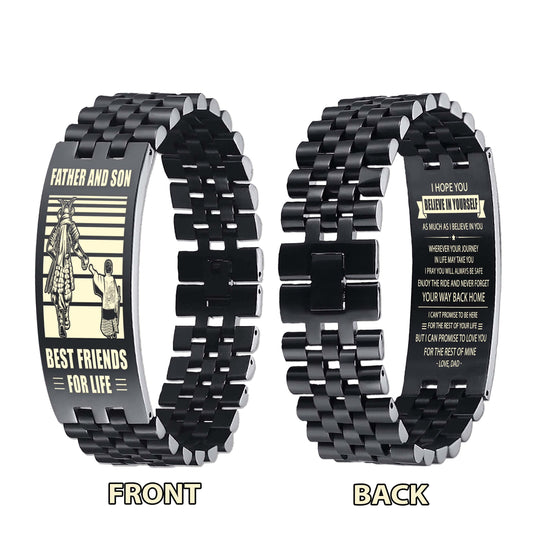 Samurai WBH Personalized Double Sided Bracelet Father And Son Best Friends For Life - Message on the back side