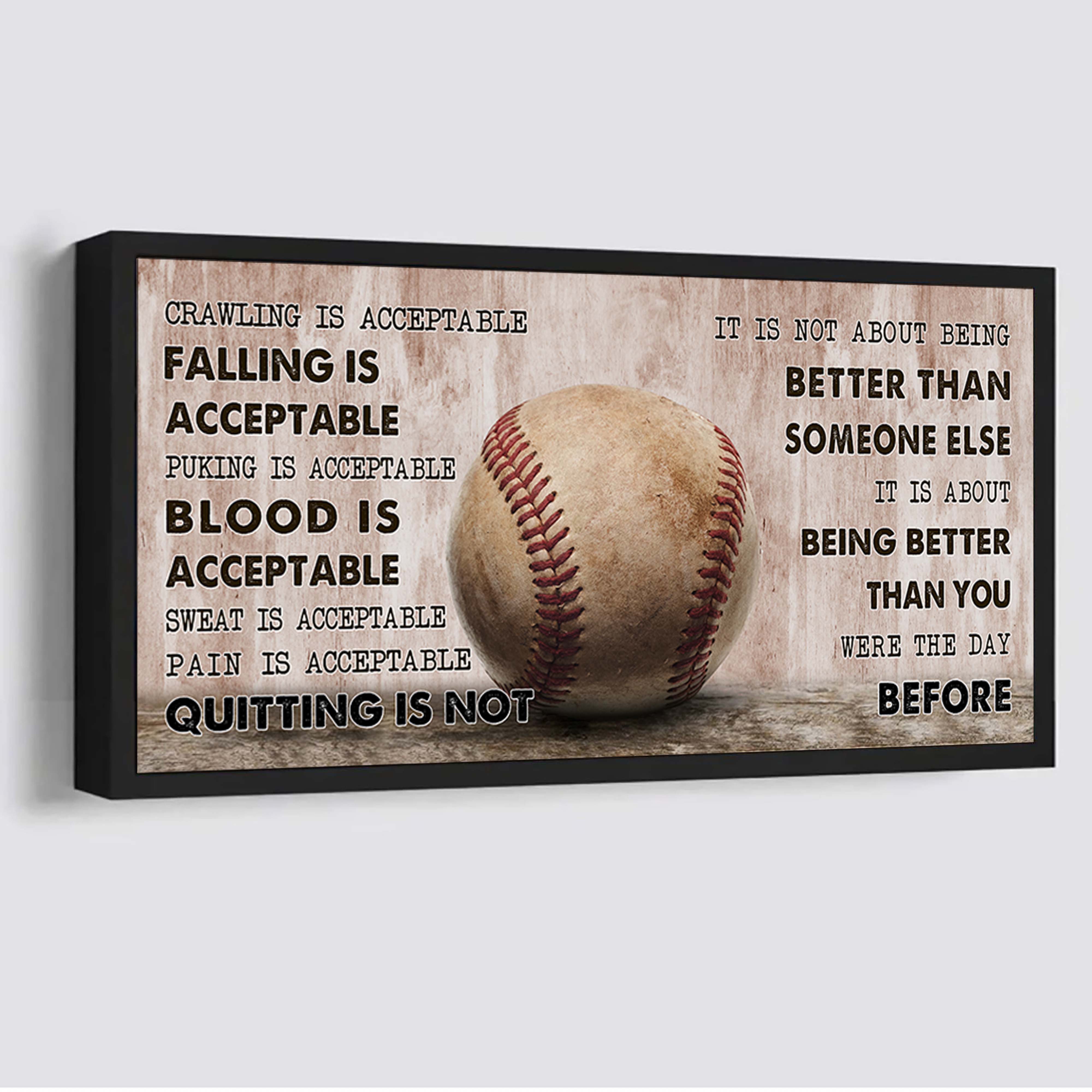 Baseball canvas Quiting Is Not- It Is Not About Being Better Than Someone Else