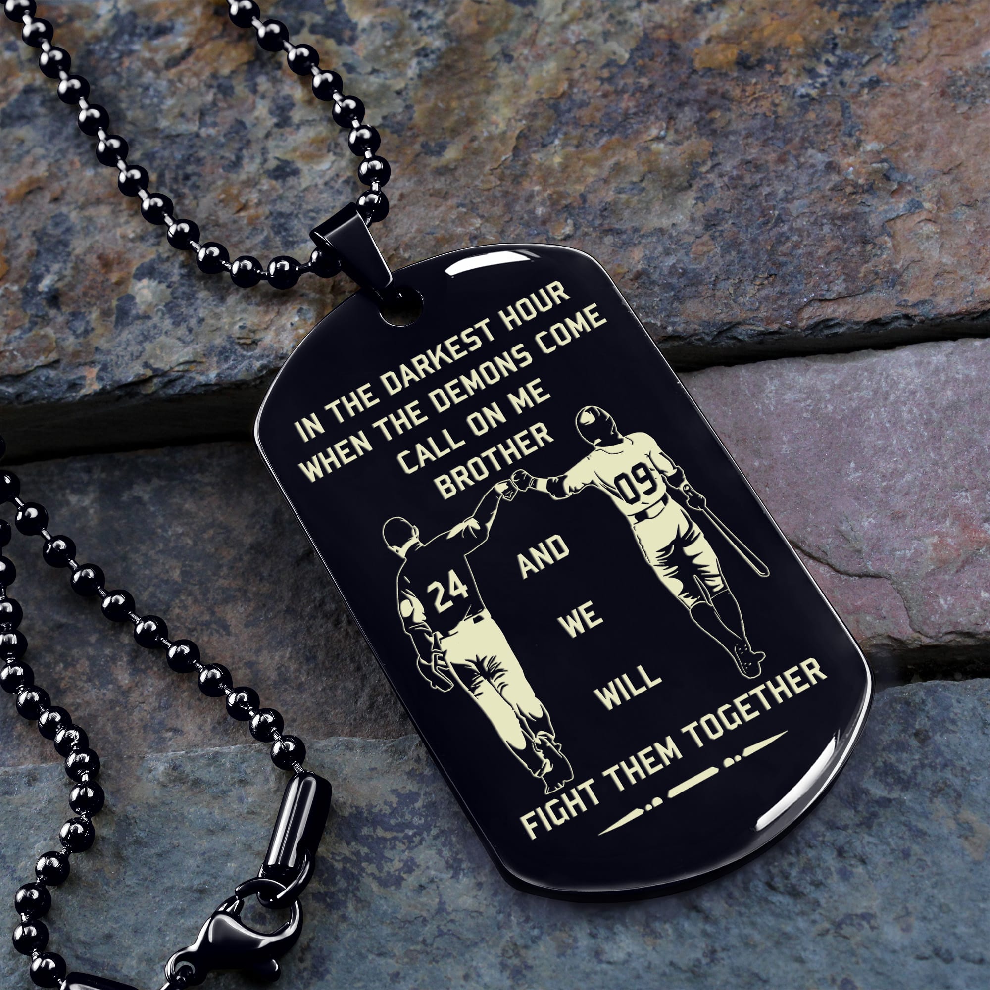 Ver3 Vikings customizable engraved black dog tag double sided gift from brother, brother forever