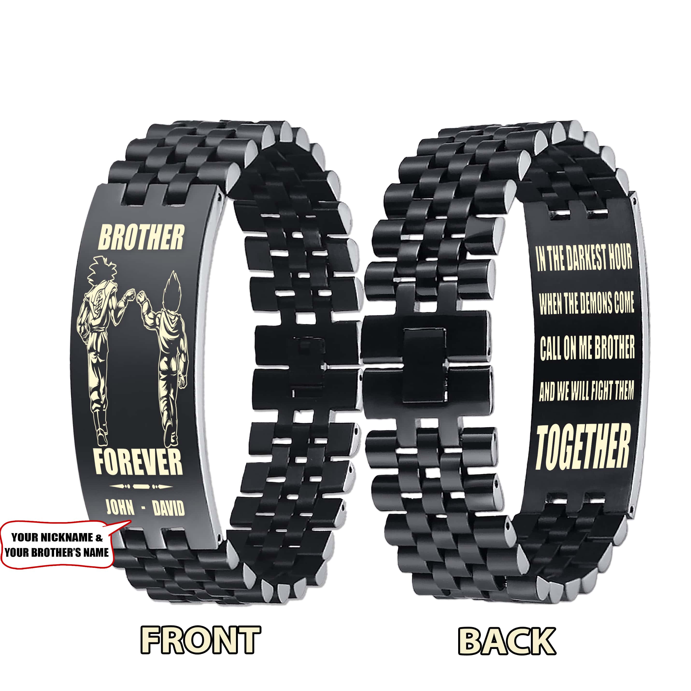 Samurai-Customizable engraved brother bracelet double sided gift from brother, brother forever