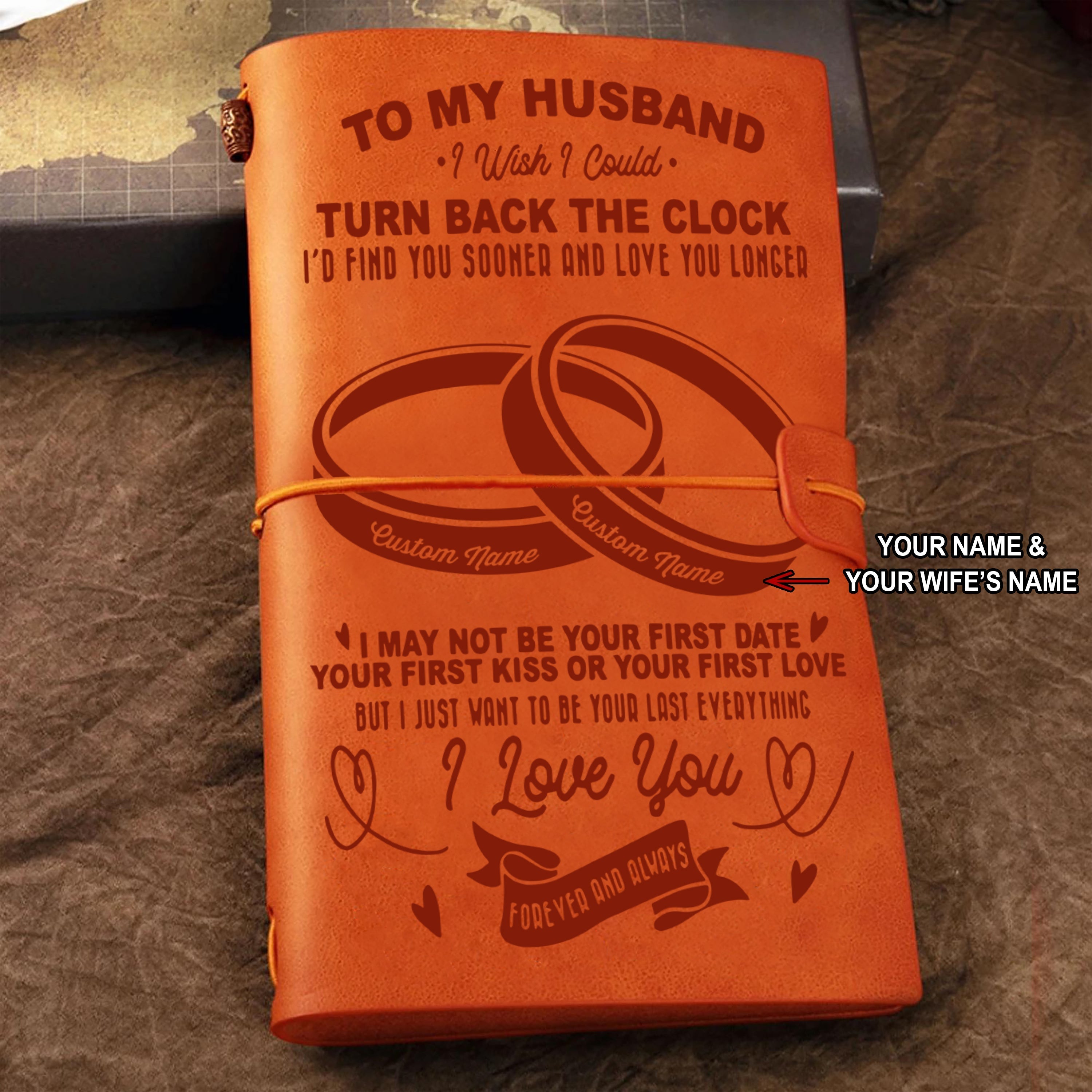 Father's day gifts Vintage Journal wife to husband I wish i could turn back the clock