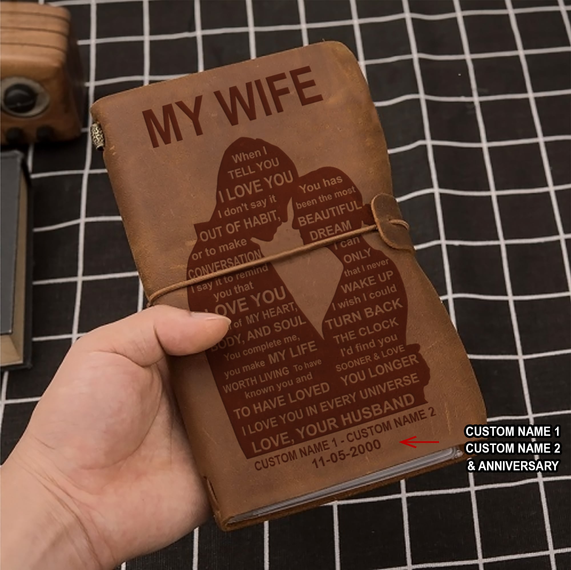 Perfect for anniversaries, birthdays, or just because-Vintage Journal Husband to wife Meeting you was fate