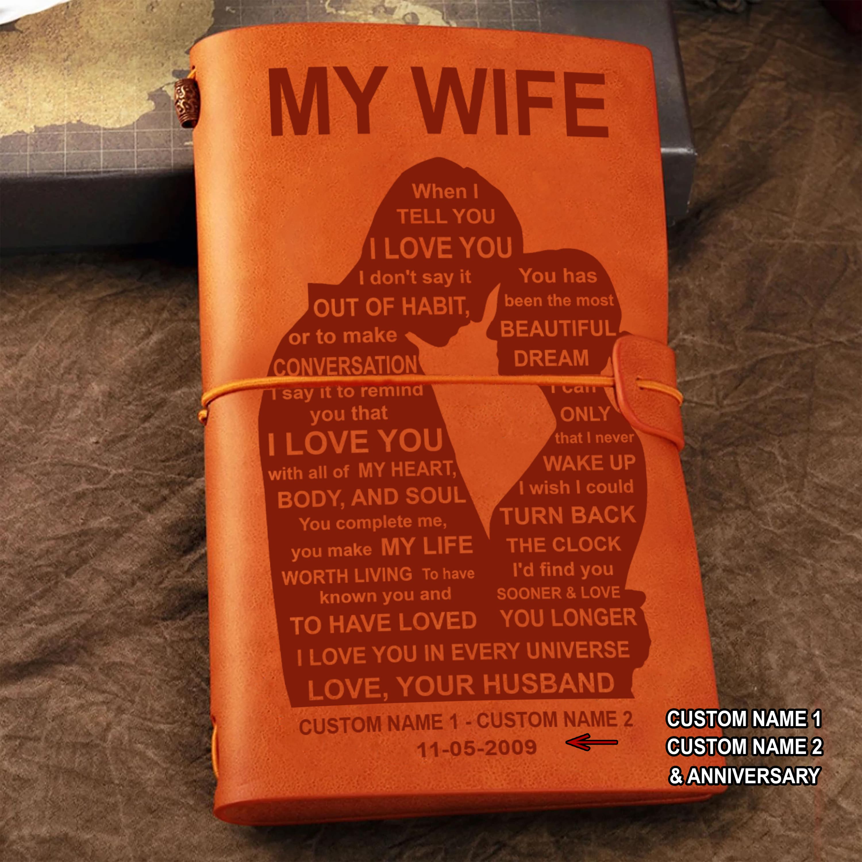 Perfect for anniversaries, birthdays, or just because-Vintage Journal Husband to wife-When I tell you I love you