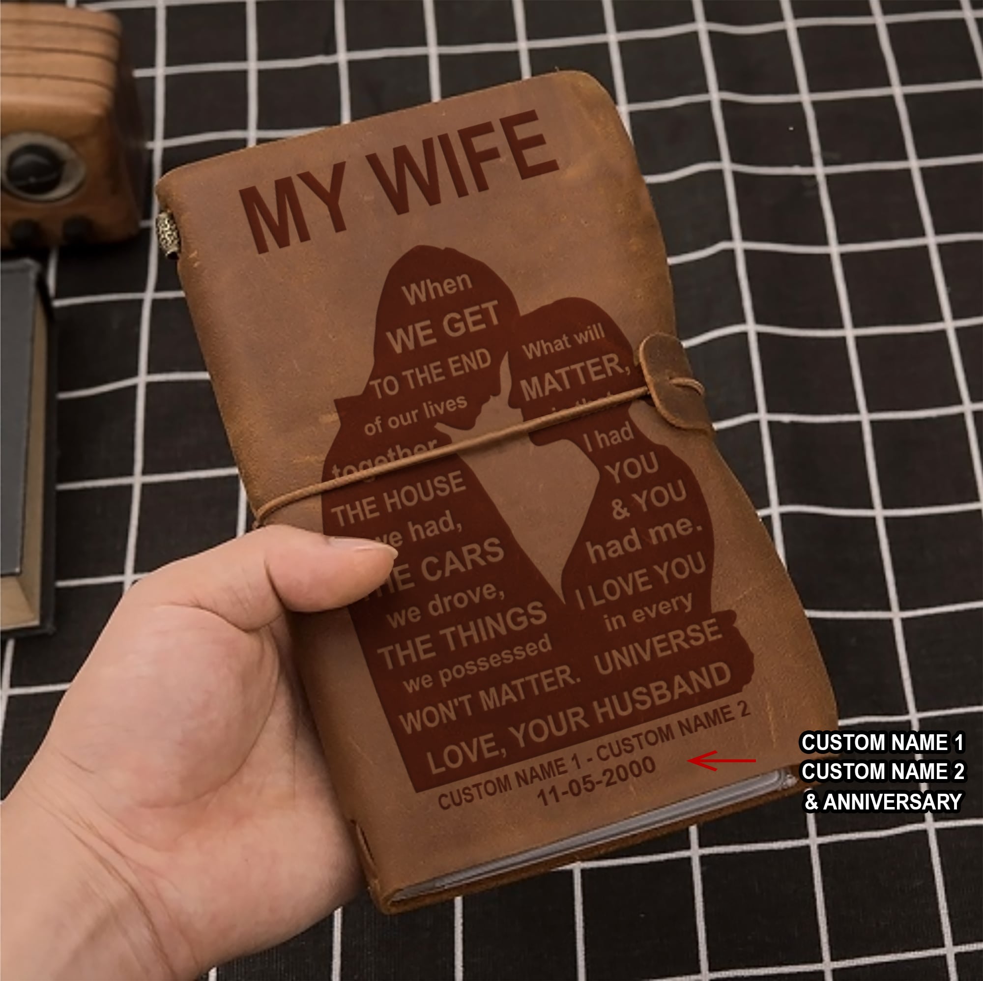 Perfect for anniversaries, birthdays, or just because-Vintage Journal Husband to wife Meeting you was fate