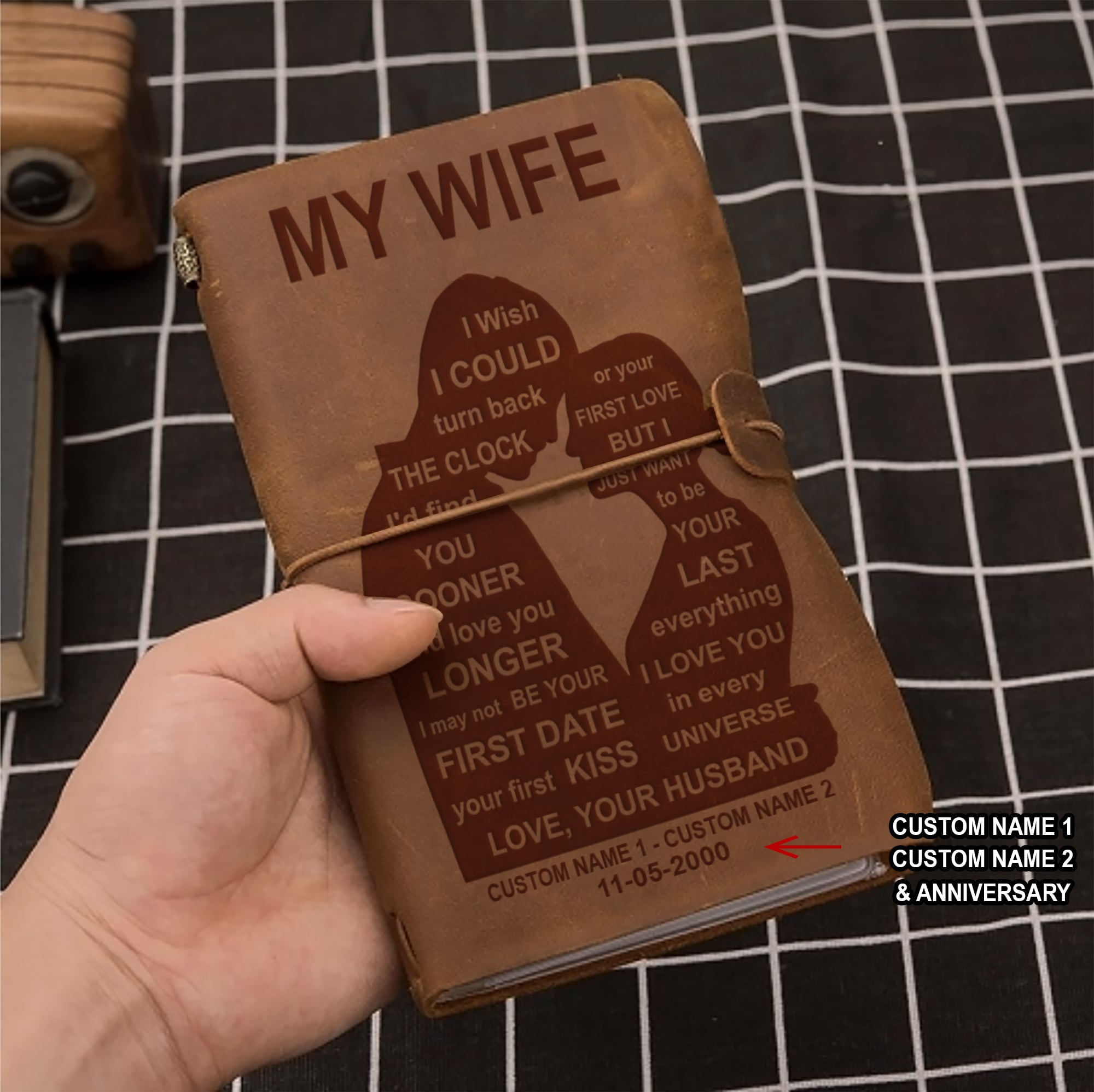 Perfect for anniversaries, birthdays, or just because-Vintage Journal Husband to wife I wish i could turn back the clock