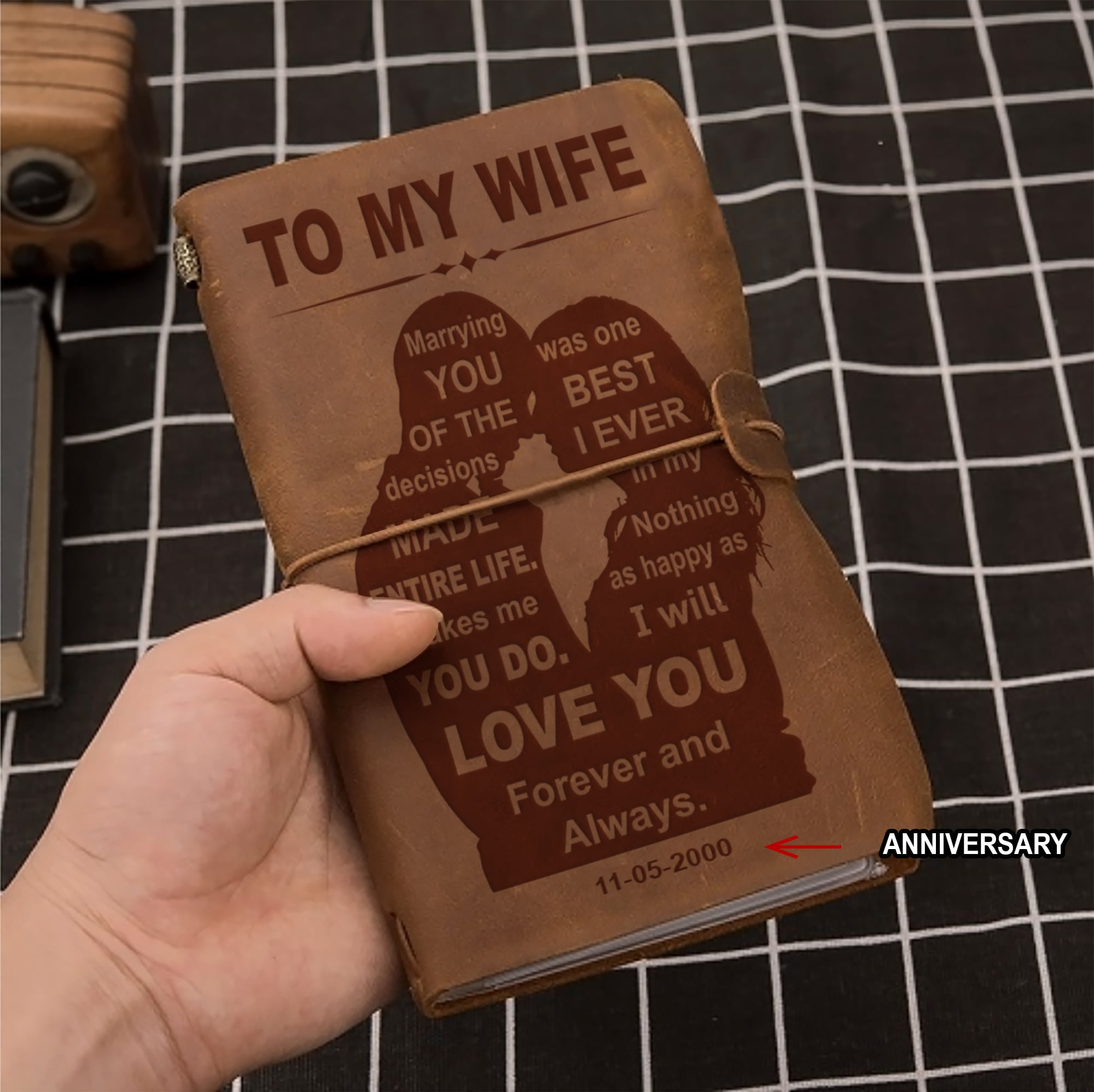 Perfect for anniversaries, birthdays, or just because-Vintage Journal Husband to wife I wish i could turn back the clock