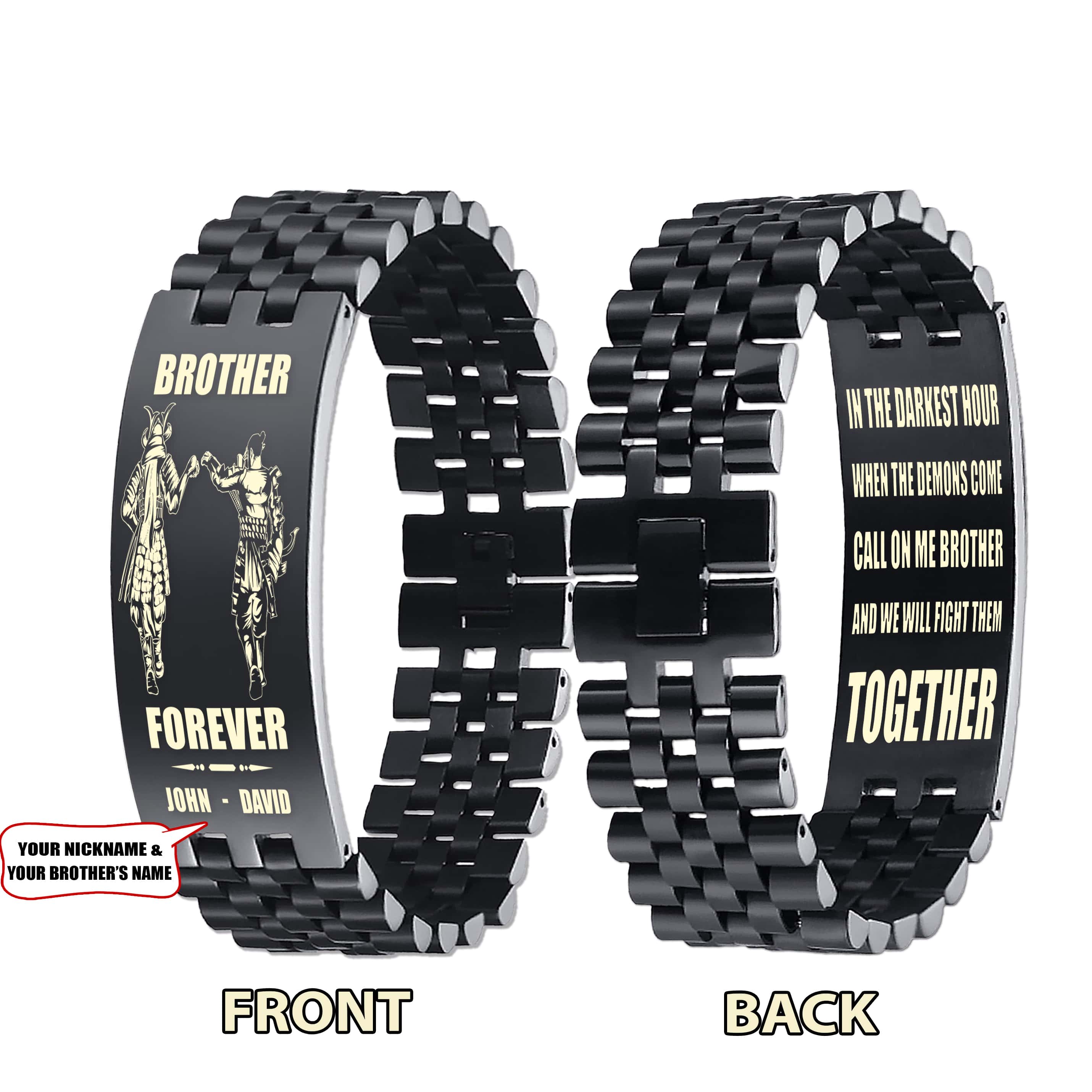 Biker-Customizable engraved brother bracelet double sided gift from brother, brother forever