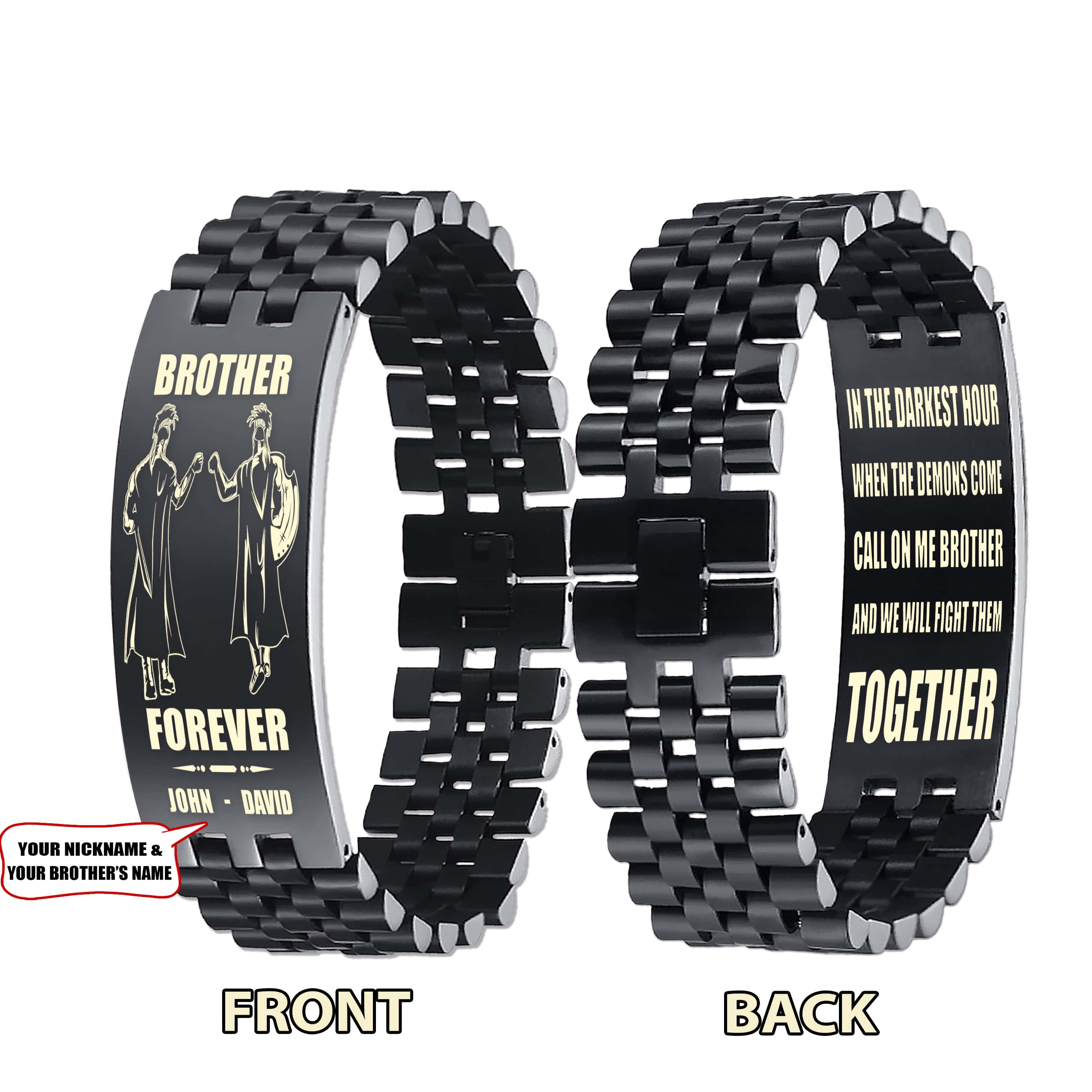 Vikings-Customizable engraved brother bracelet double sided gift from brother, brother forever