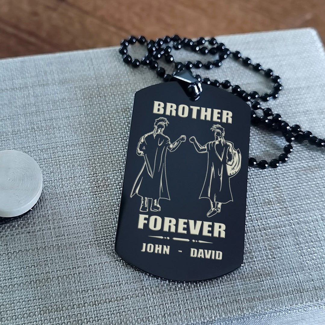 Biker customizable engraved black dog tag double sided gift from brother, brother forever