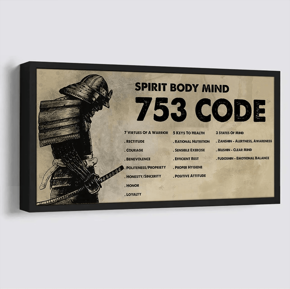 Spartan Poster Canvas 7 5 3 Code Motivation Quotes